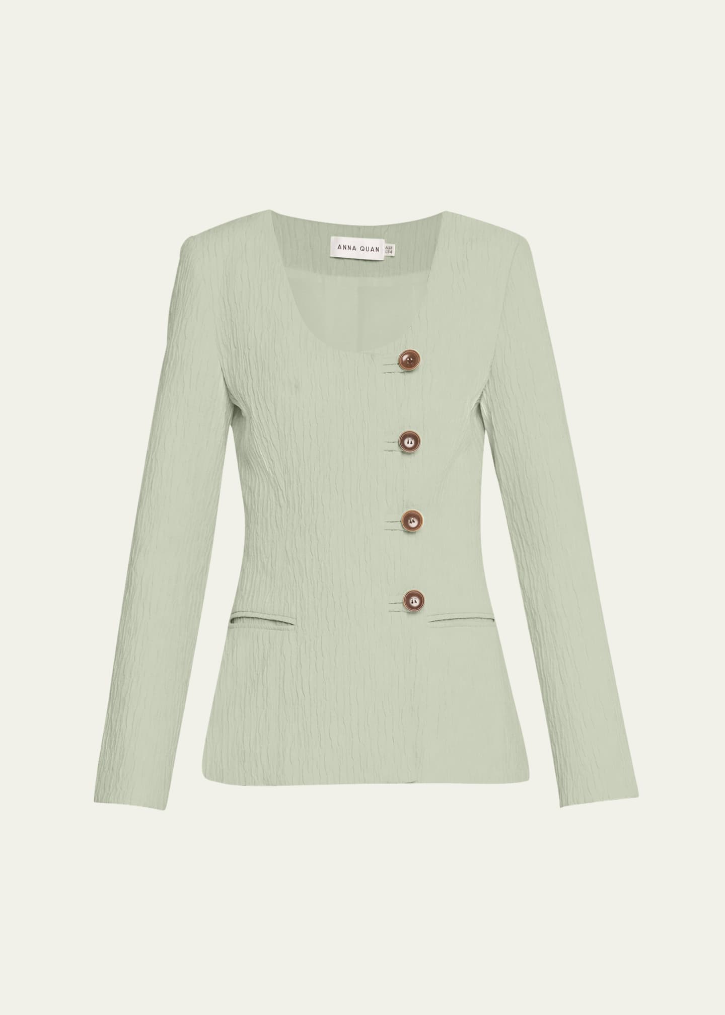 Anna Quan Vera Button-Down Crinkled Jacquard Jacket Image 1 of 5