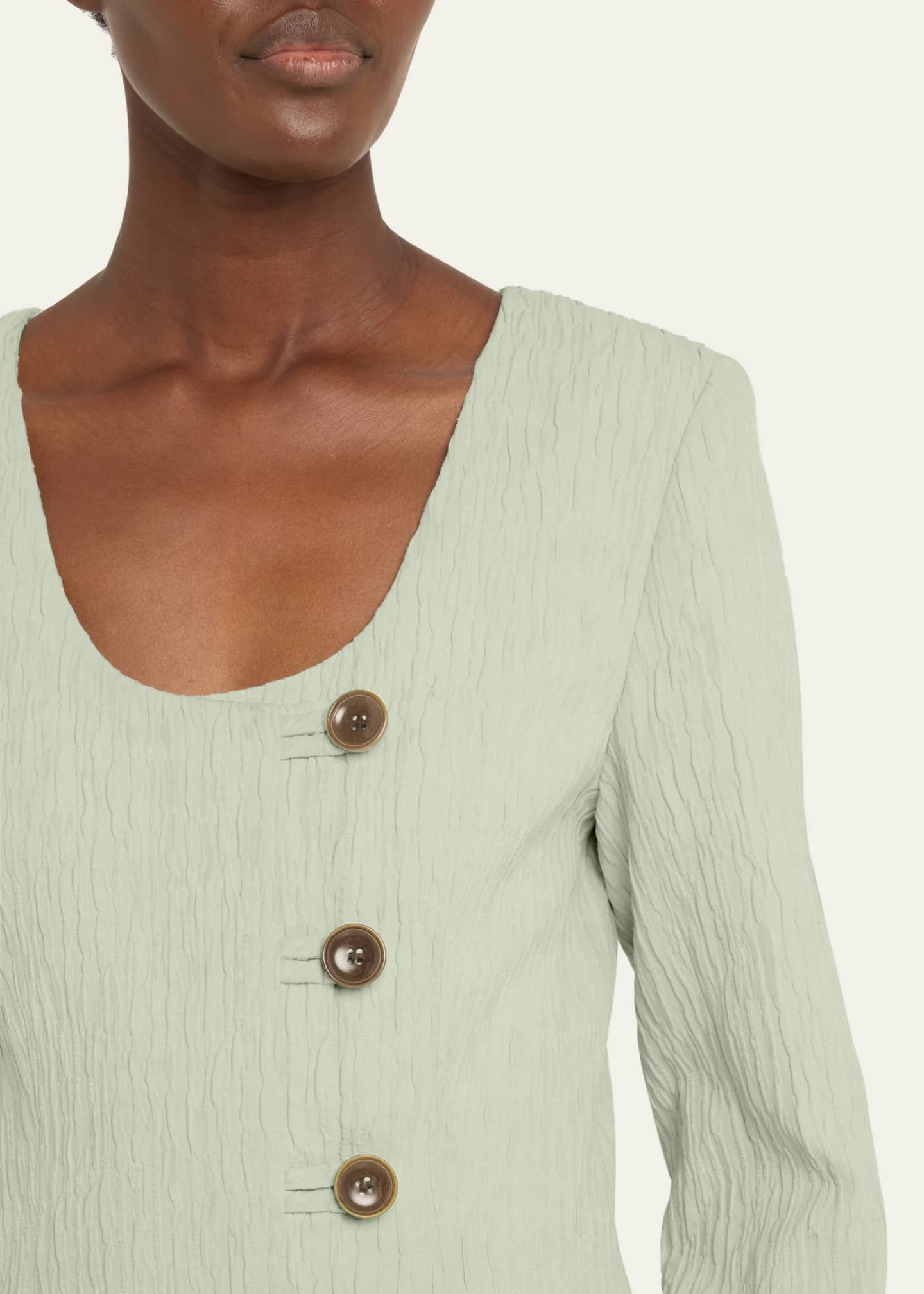 Anna Quan Vera Button-Down Crinkled Jacquard Jacket Image 5 of 5