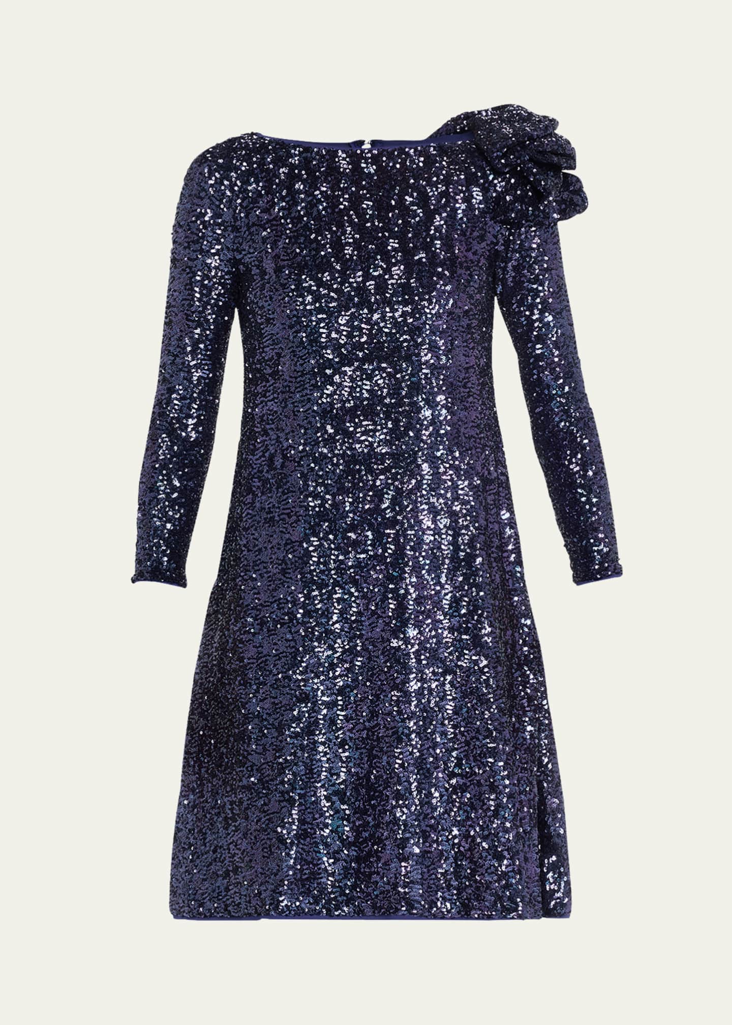 Chiara Boni La Petite Robe Bateau-Neck Sequin Ruffle Mini Dress Image 1 of 5