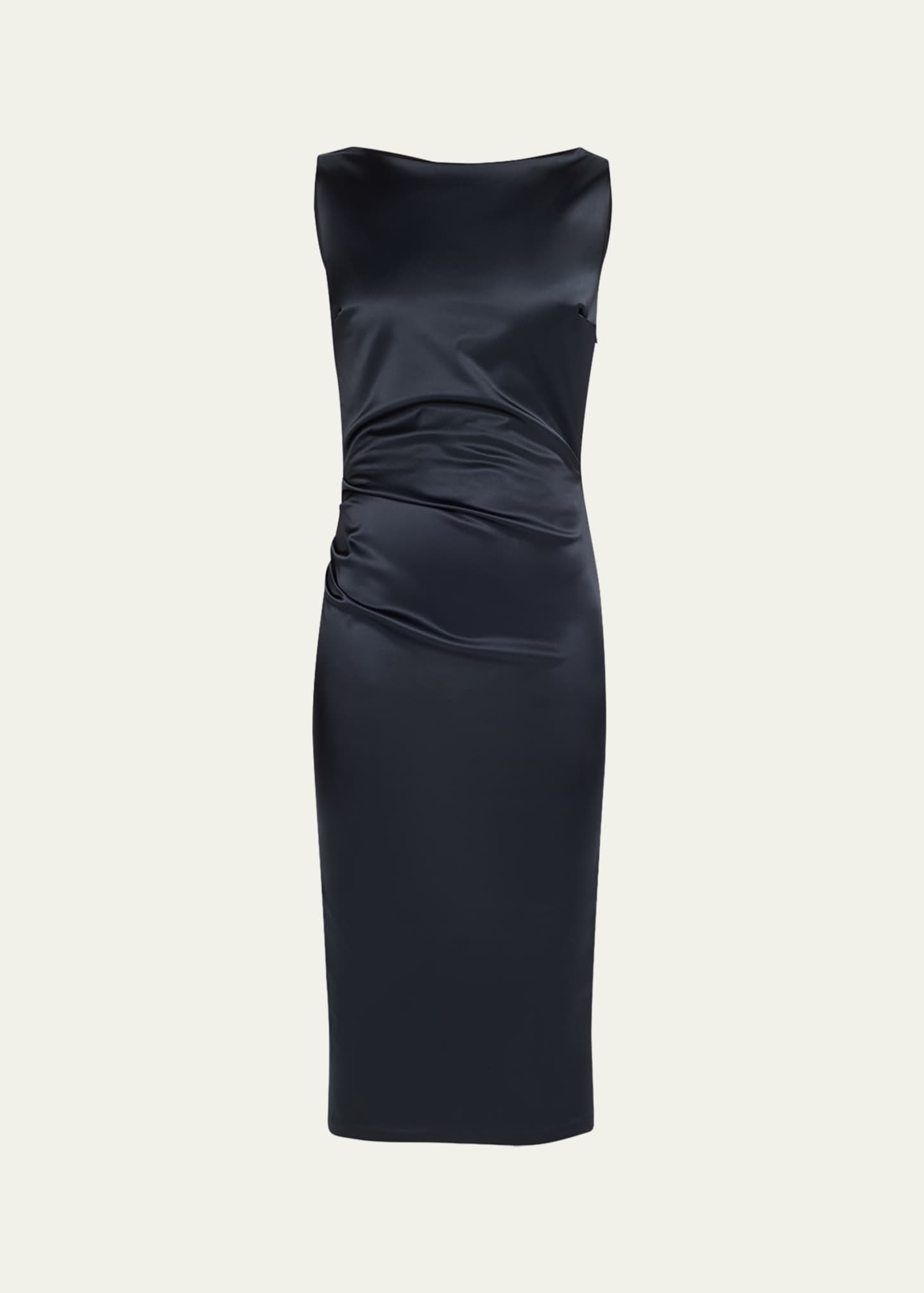 Chiara Boni La Petite Robe Cowl Satin Midi Sheath Dress Image 1 of 5