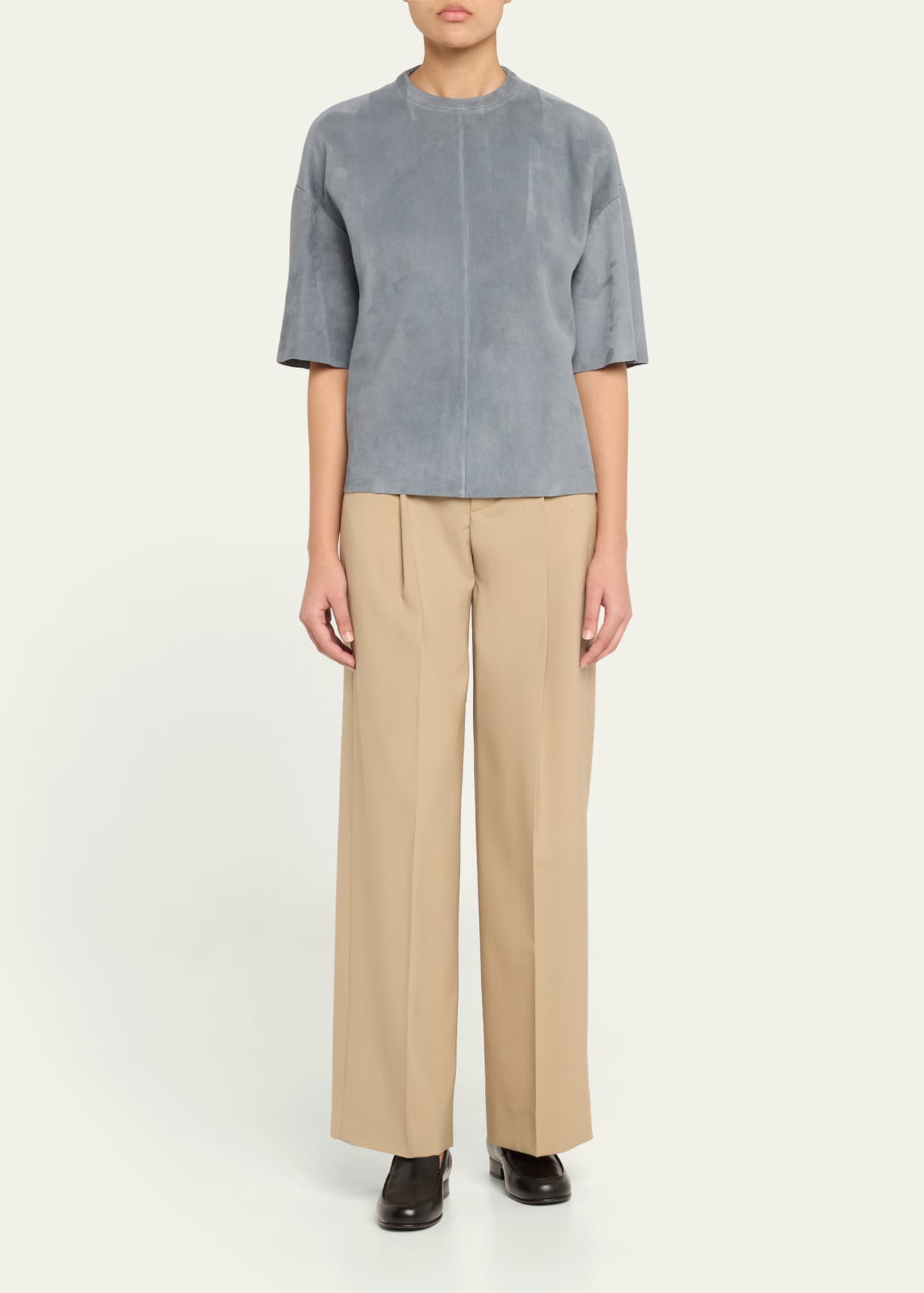 Max Mara Morris Suede Short-Sleeve T-Shirt Image 2 of 5