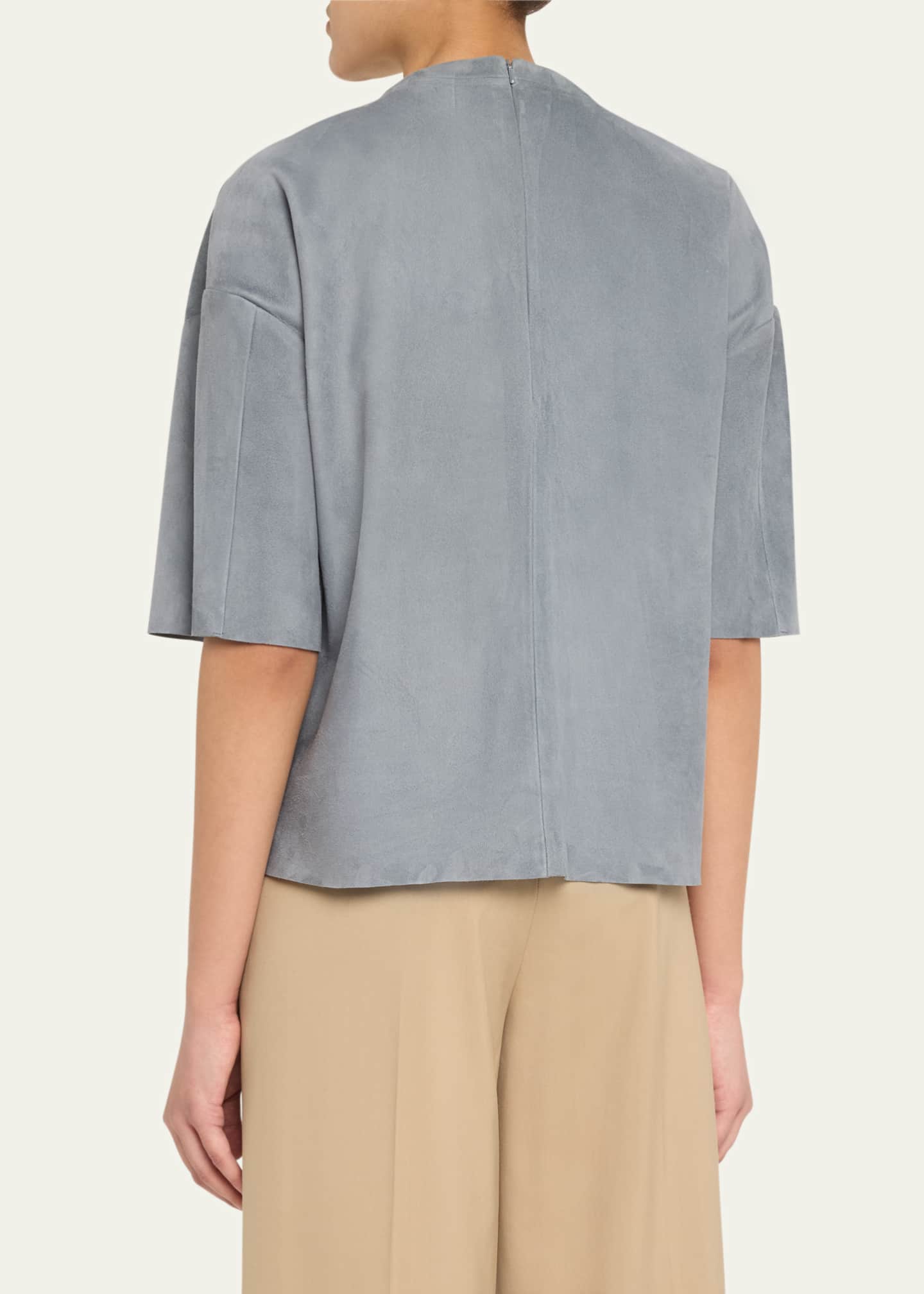 Max Mara Morris Suede Short-Sleeve T-Shirt Image 3 of 5