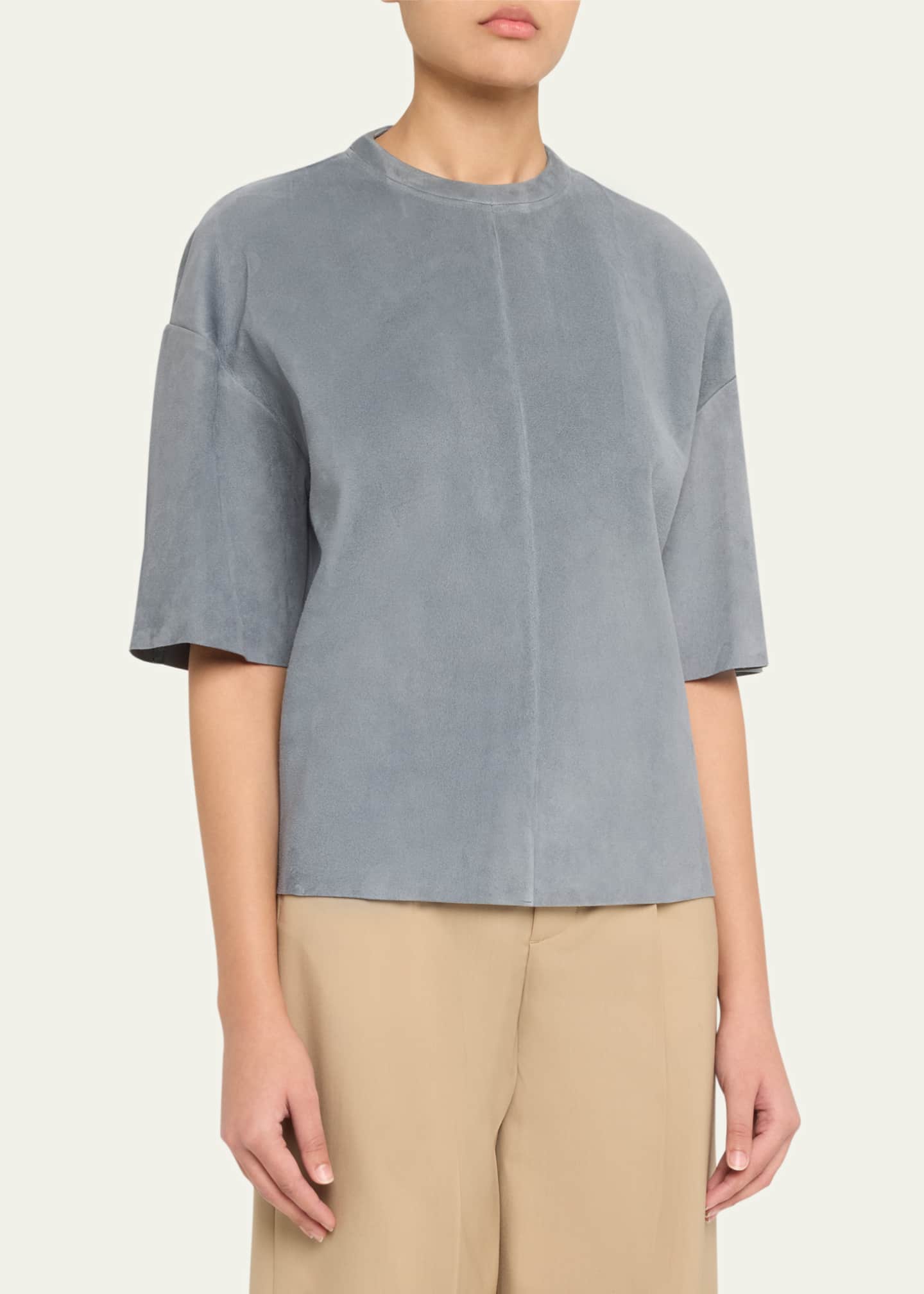 Max Mara Morris Suede Short-Sleeve T-Shirt Image 4 of 5