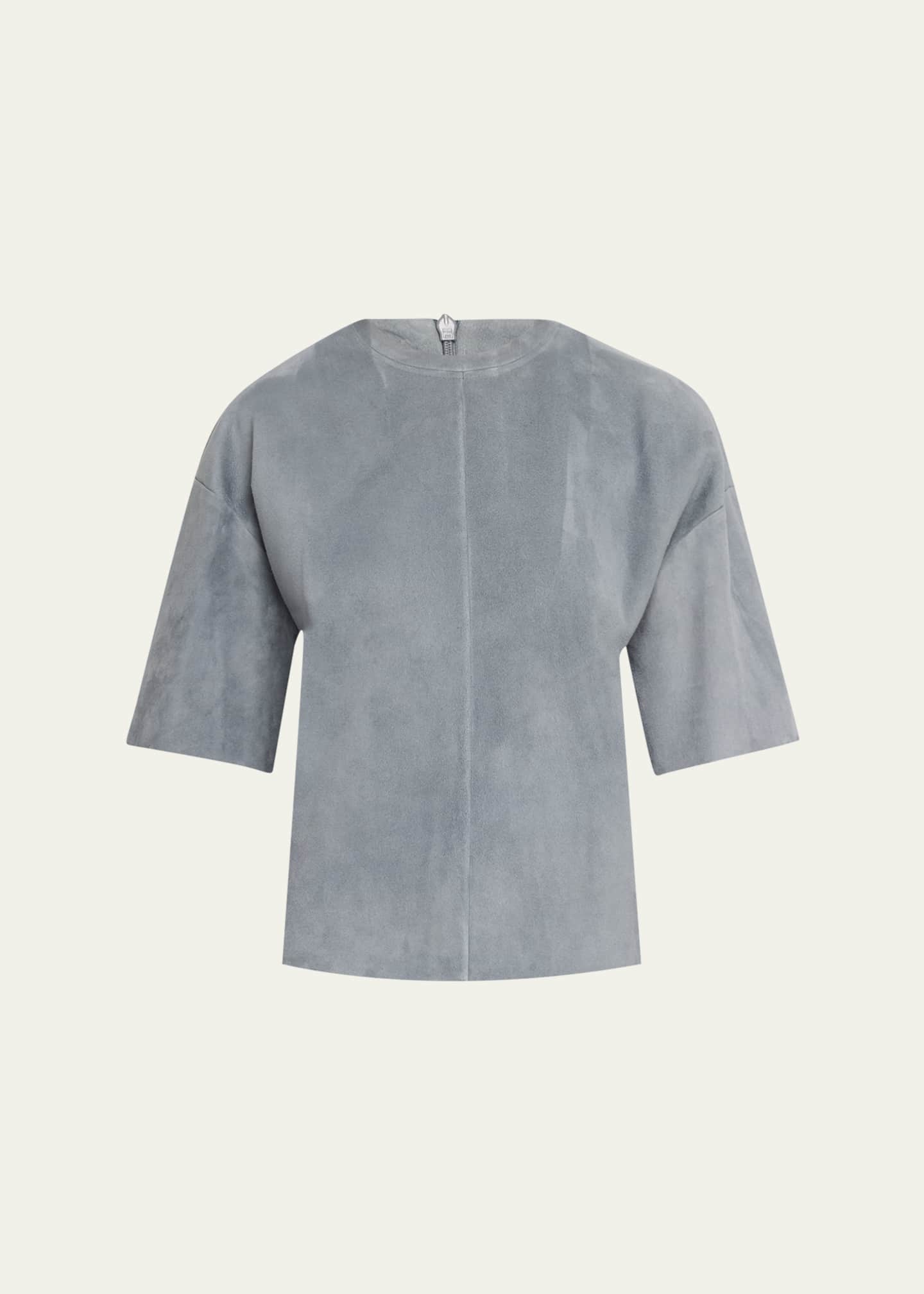 Max Mara Morris Suede Short-Sleeve T-Shirt Image 1 of 5