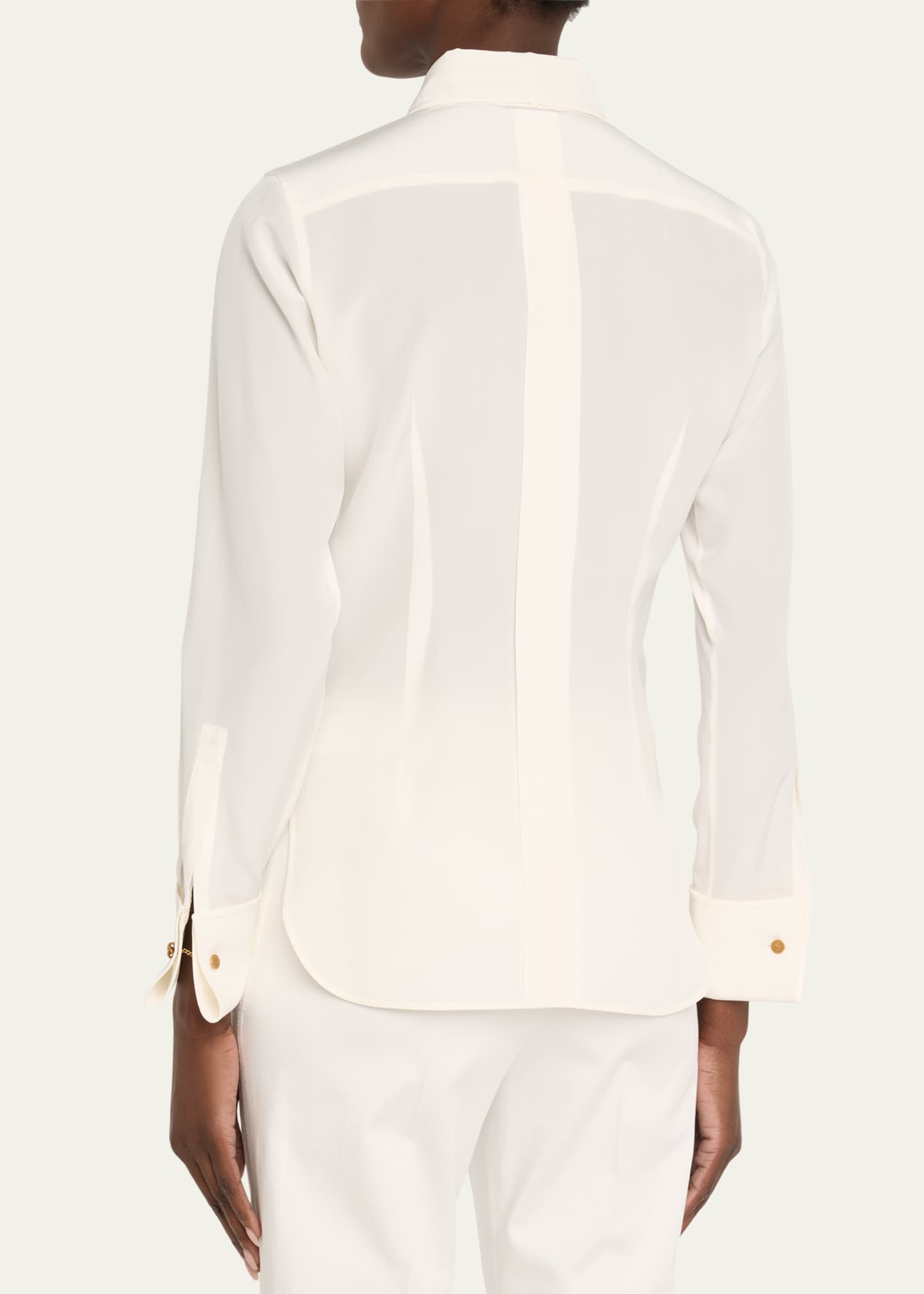 Max Mara Apollo Neck-Tie Button Down Silk Blouse Image 3 of 5