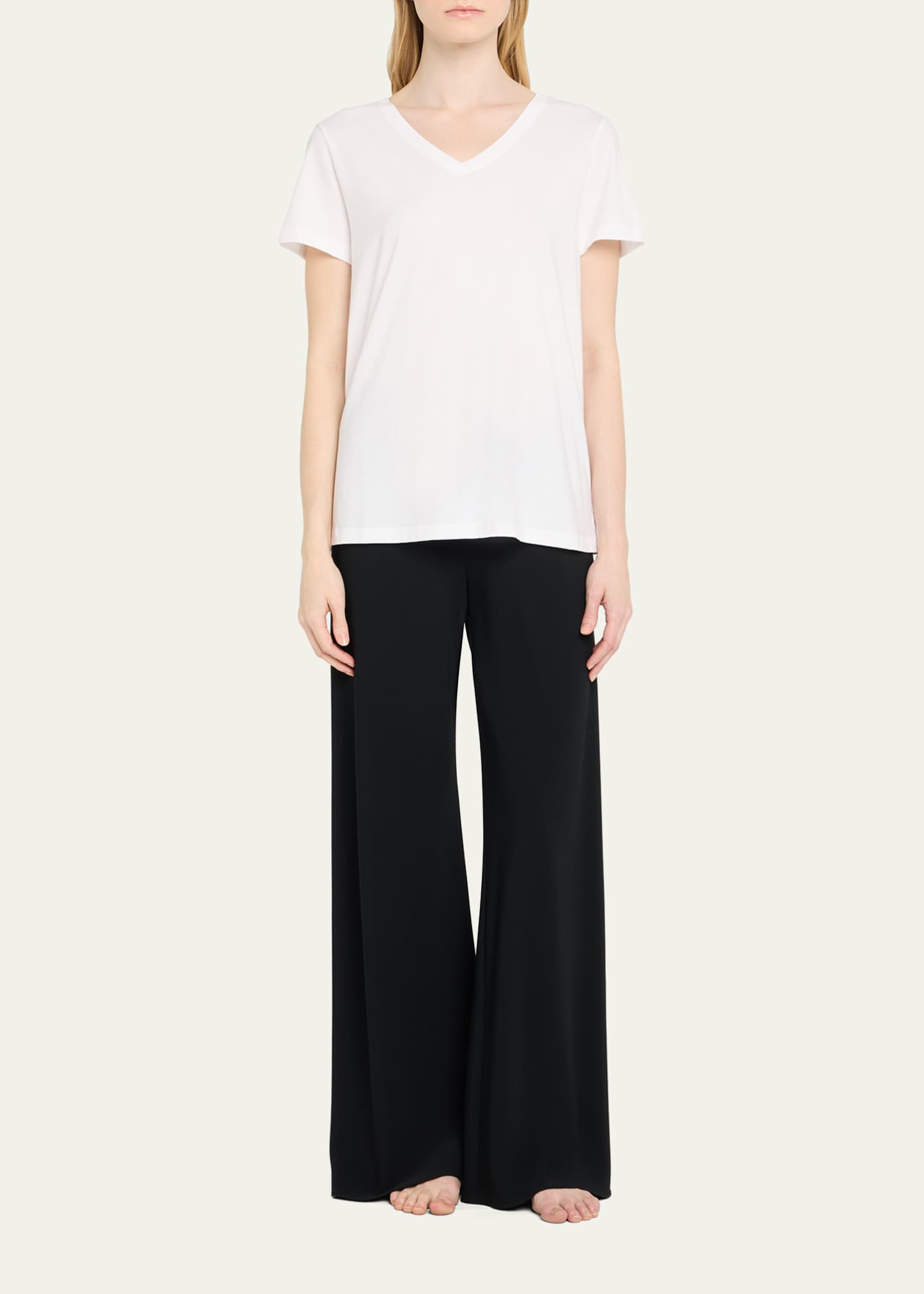 Hanro V-Neck Sleep and Lounge Cotton T-Shirt Image 2 of 5