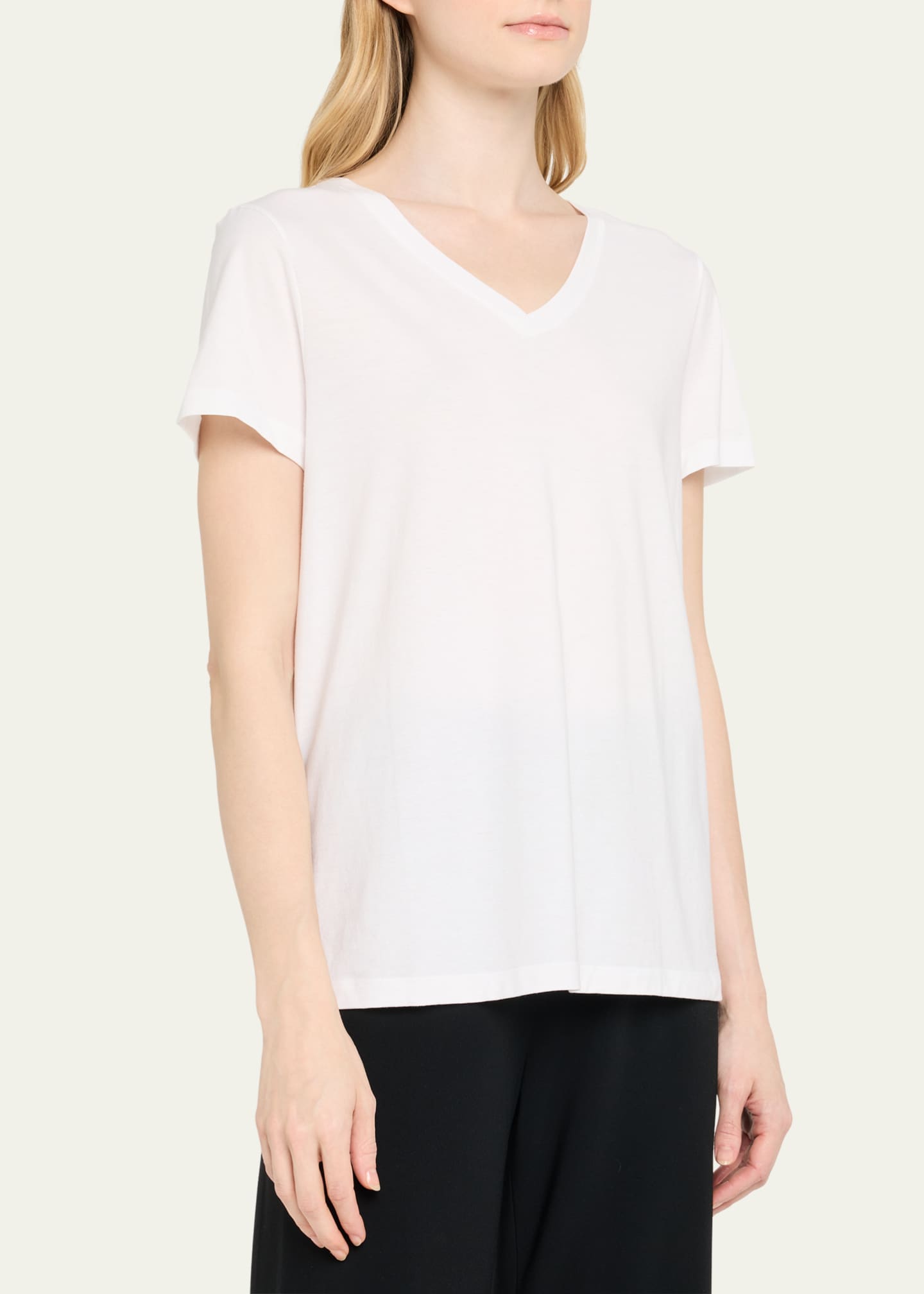 Hanro V-Neck Sleep and Lounge Cotton T-Shirt Image 4 of 5
