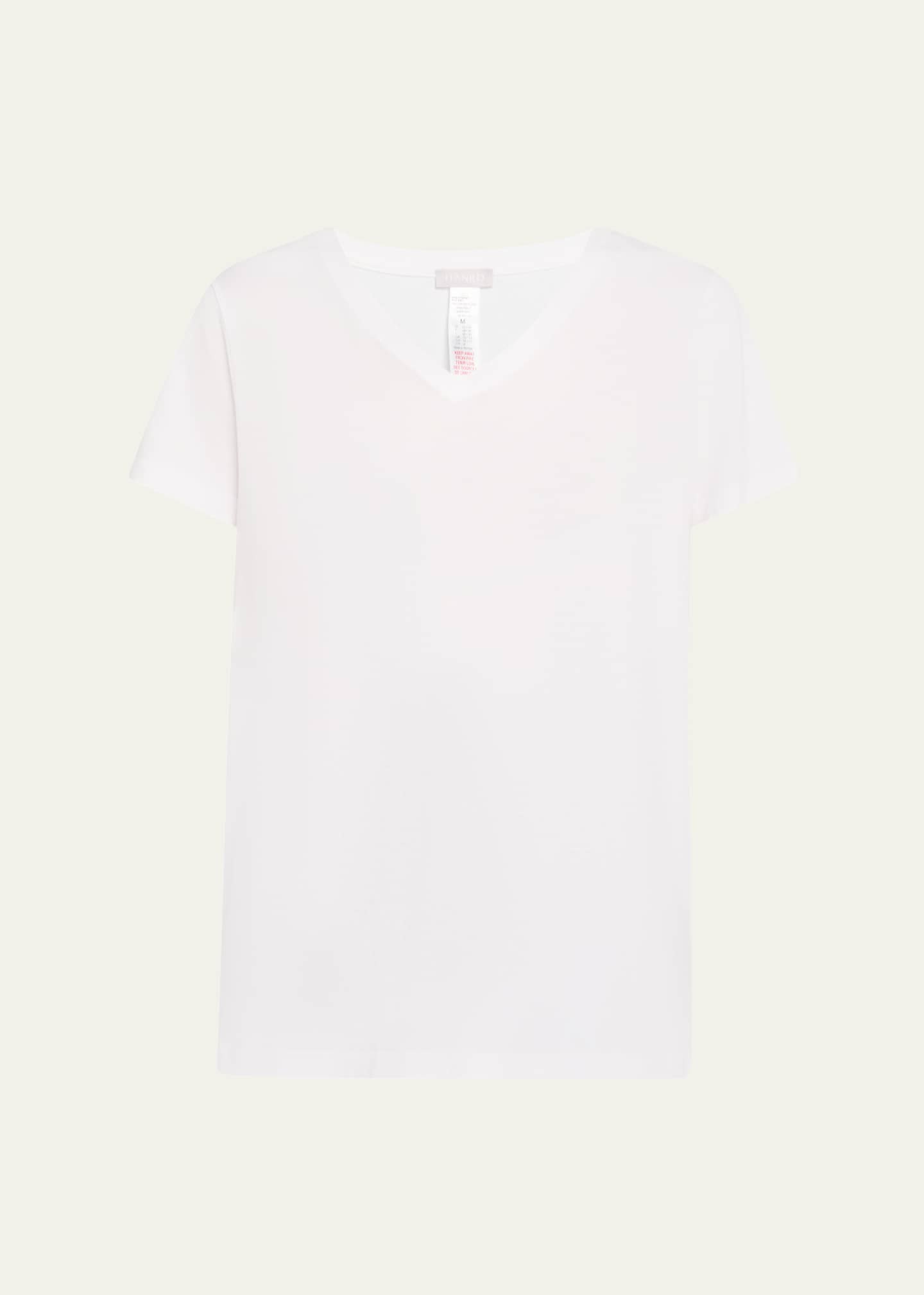 Hanro V-Neck Sleep and Lounge Cotton T-Shirt Image 1 of 5