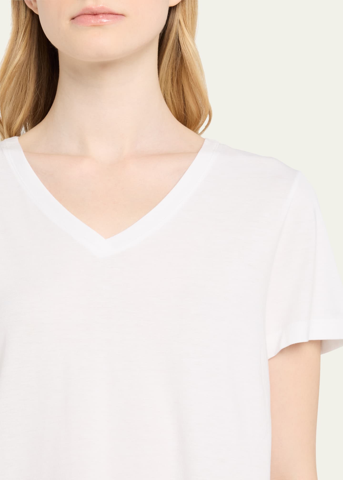 Hanro V-Neck Sleep and Lounge Cotton T-Shirt Image 5 of 5