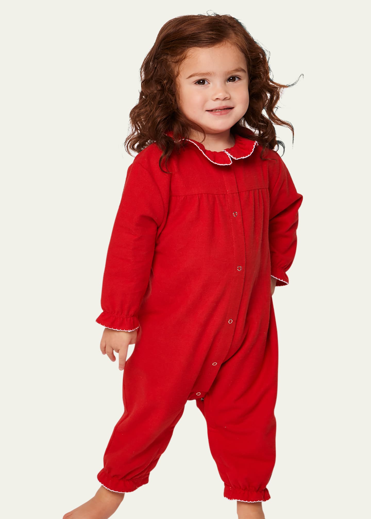 Petite Plume Girl's Madeline Red Flannel Coverall, Size Newborn-24M