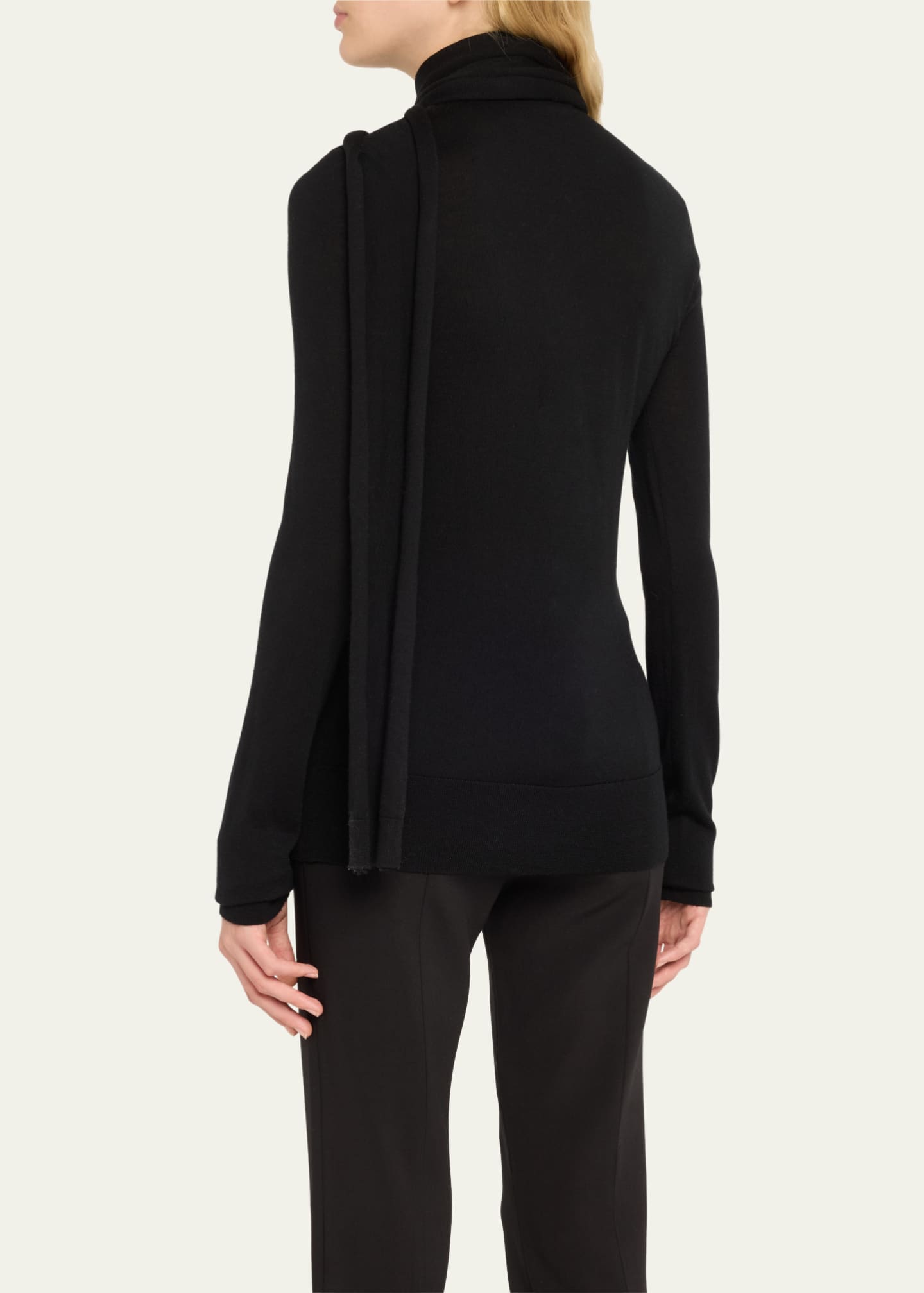 Toteme Fine Wool Draped Scarf Sweater Top Image 3 of 5