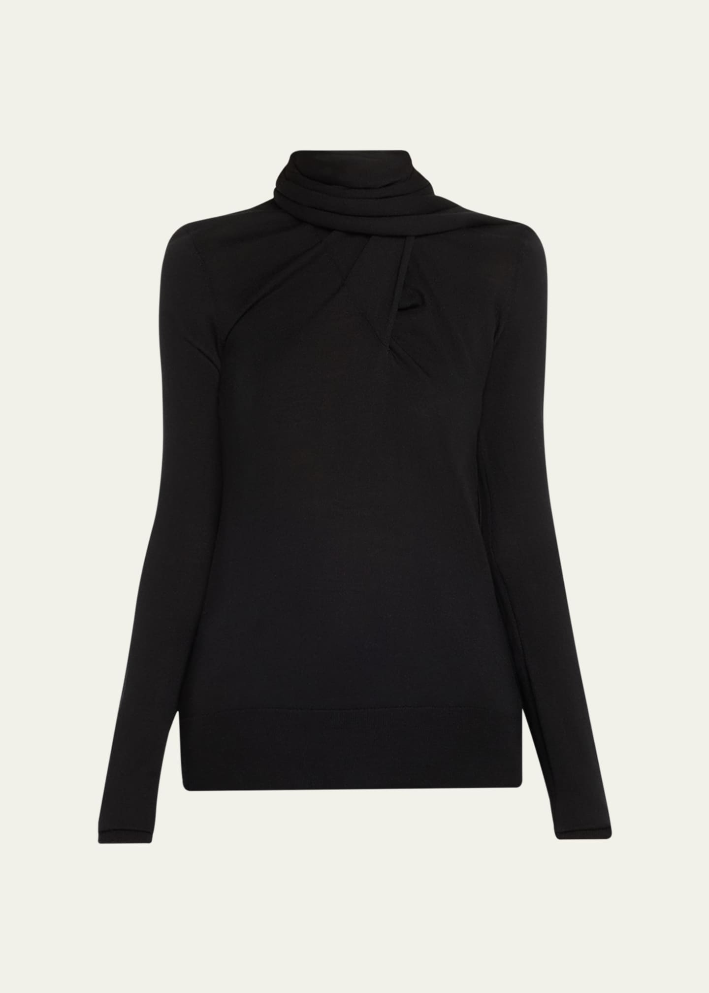 Toteme Fine Wool Draped Scarf Sweater Top Image 1 of 5