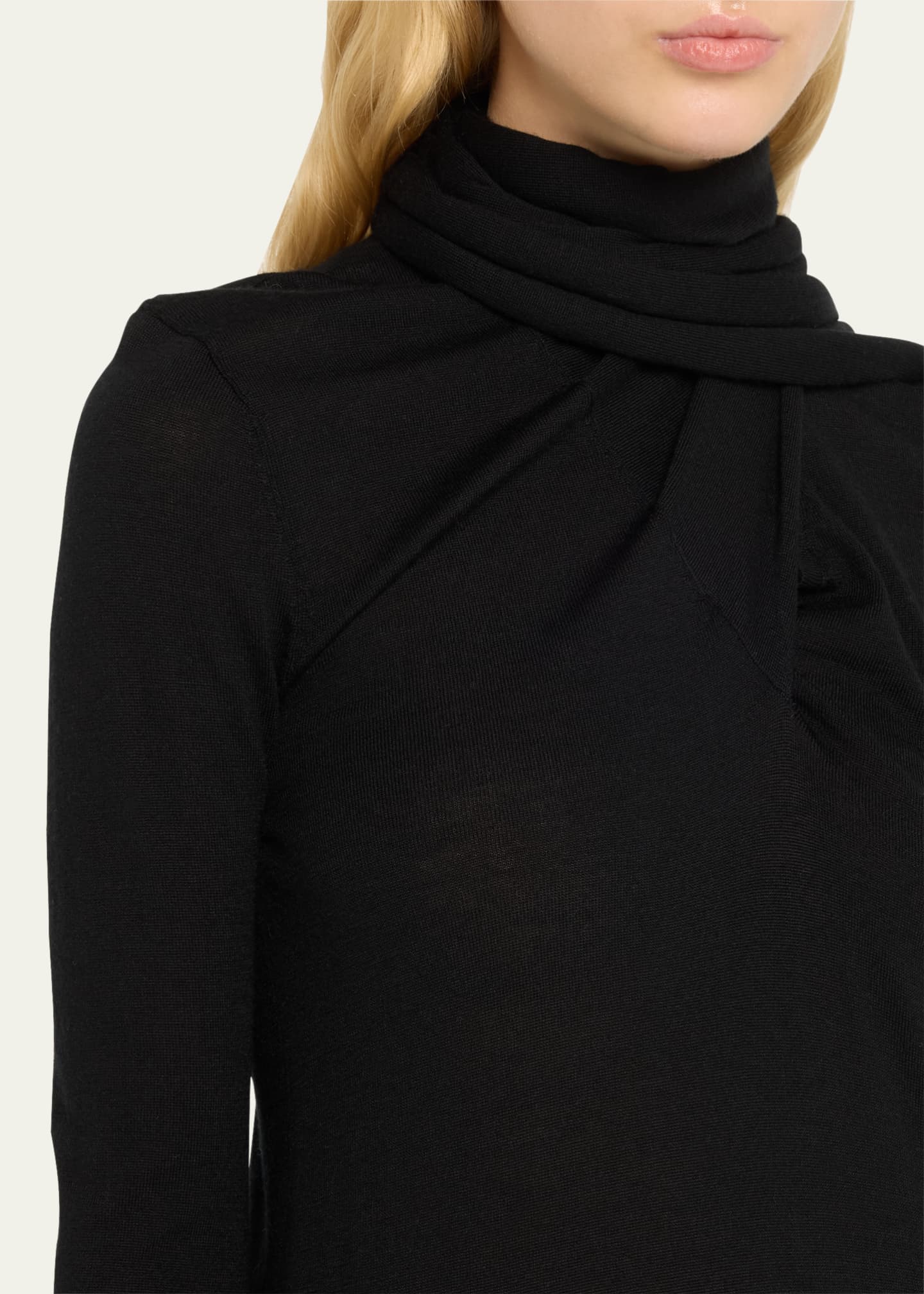 Toteme Fine Wool Draped Scarf Sweater Top Image 5 of 5