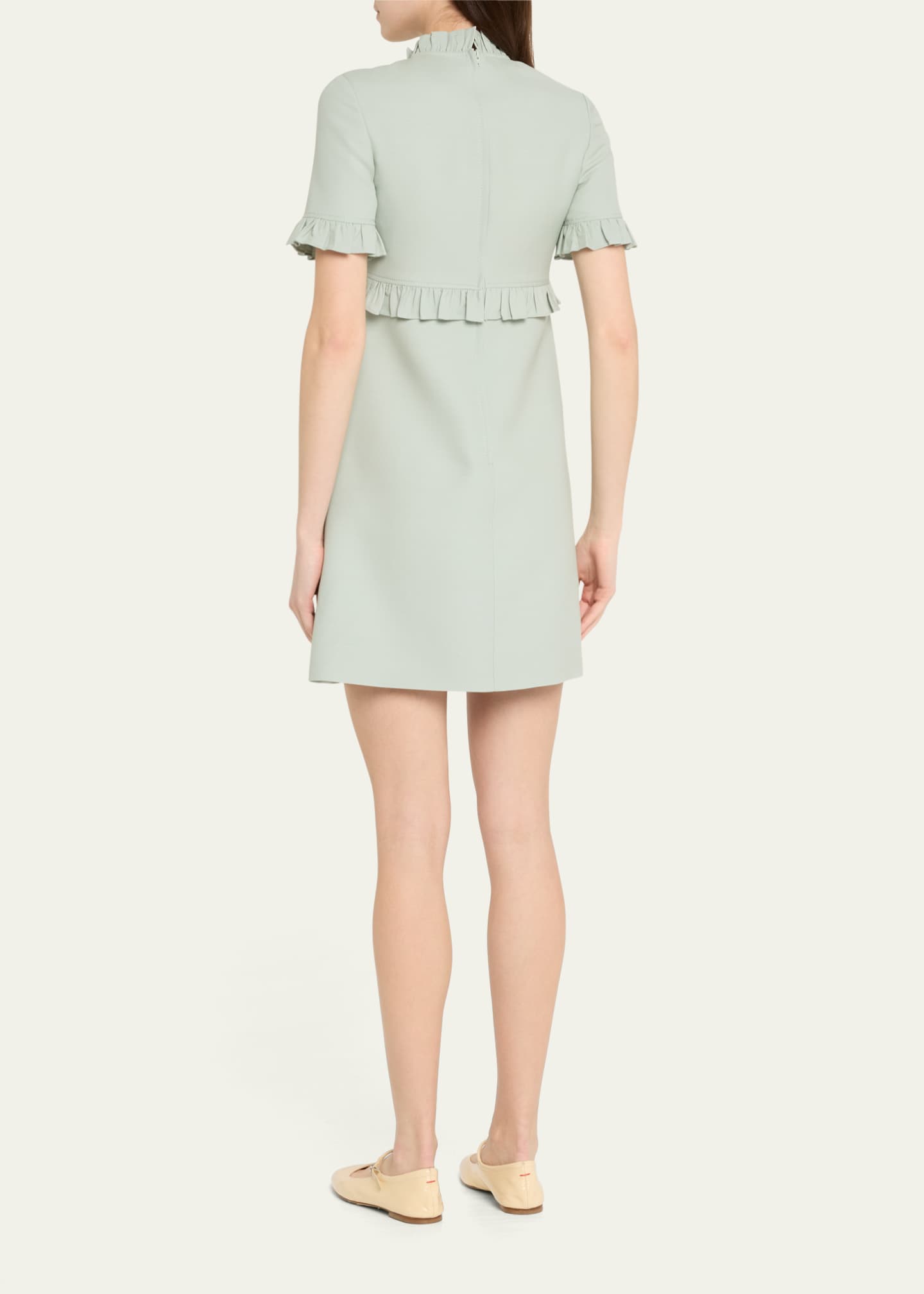 Valentino Garavani Ruffle Button Short-Sleeve Mini Dress Image 3 of 5