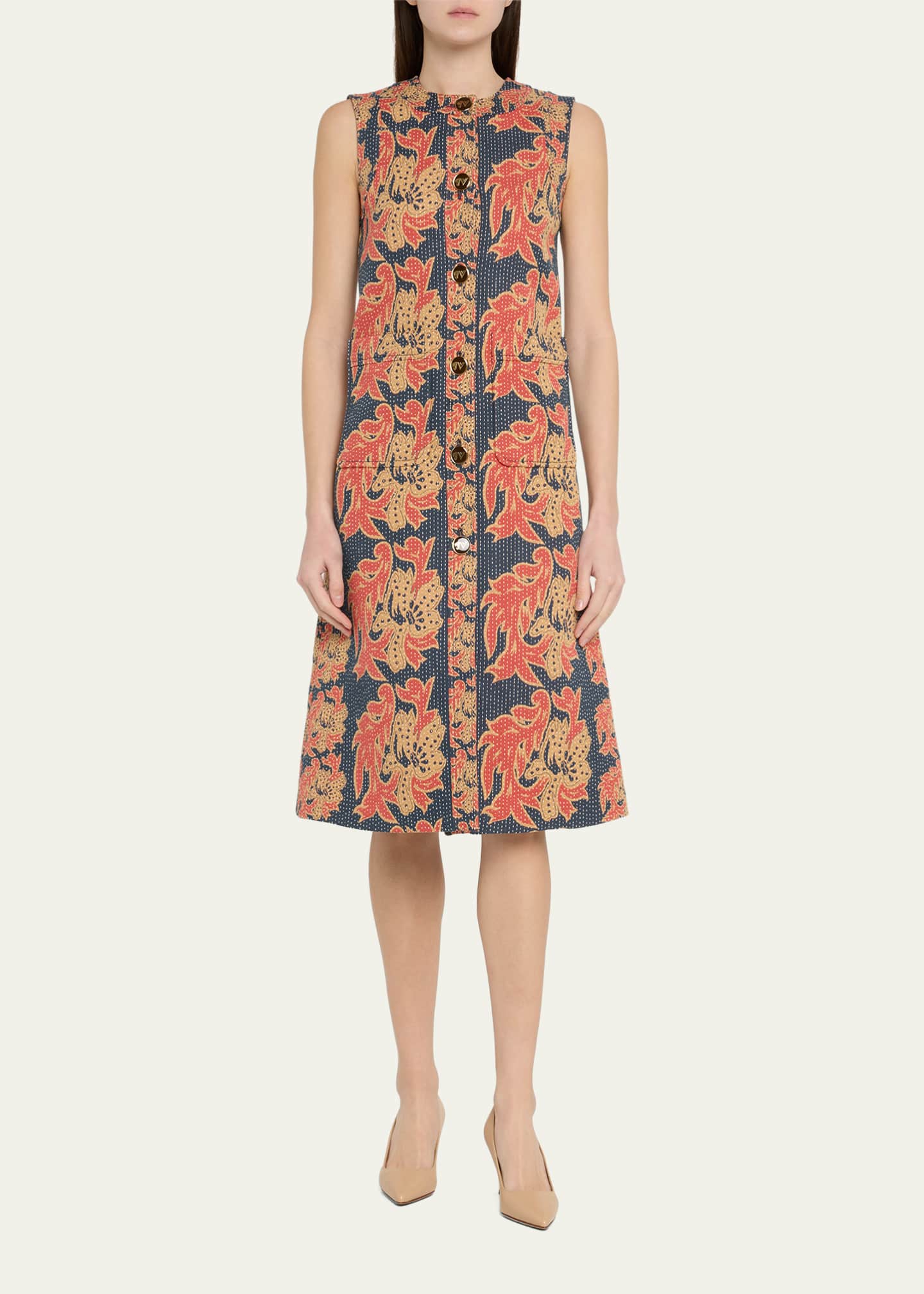 Valentino Garavani Floral Jacquard Midi Dress Image 2 of 5