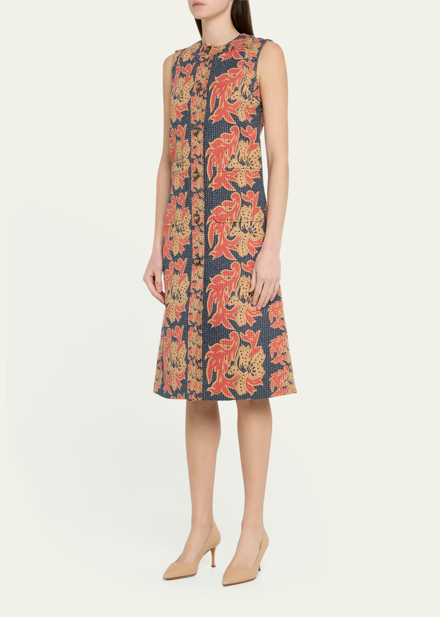 Valentino Garavani Floral Jacquard Midi Dress Image 4 of 5