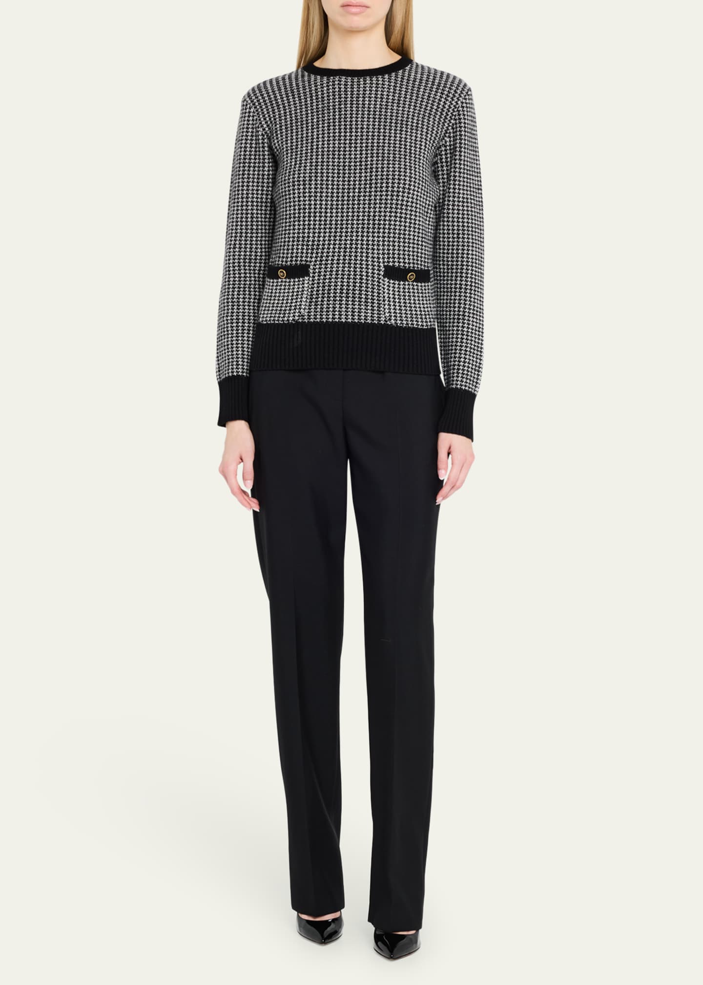 Valentino Garavani Houndstooth Wool Sweater Image 2 of 5