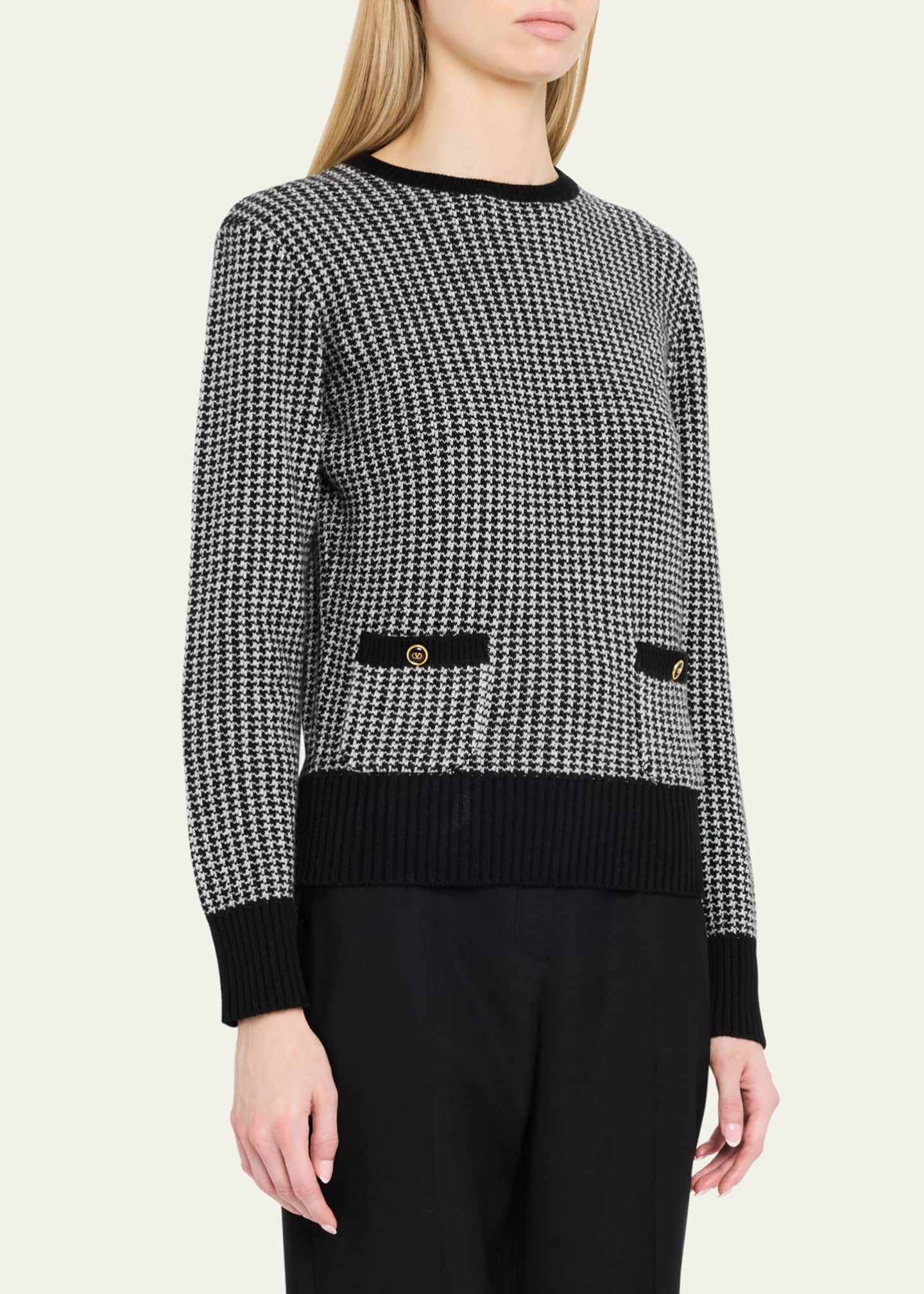 Valentino Garavani Houndstooth Wool Sweater Image 4 of 5