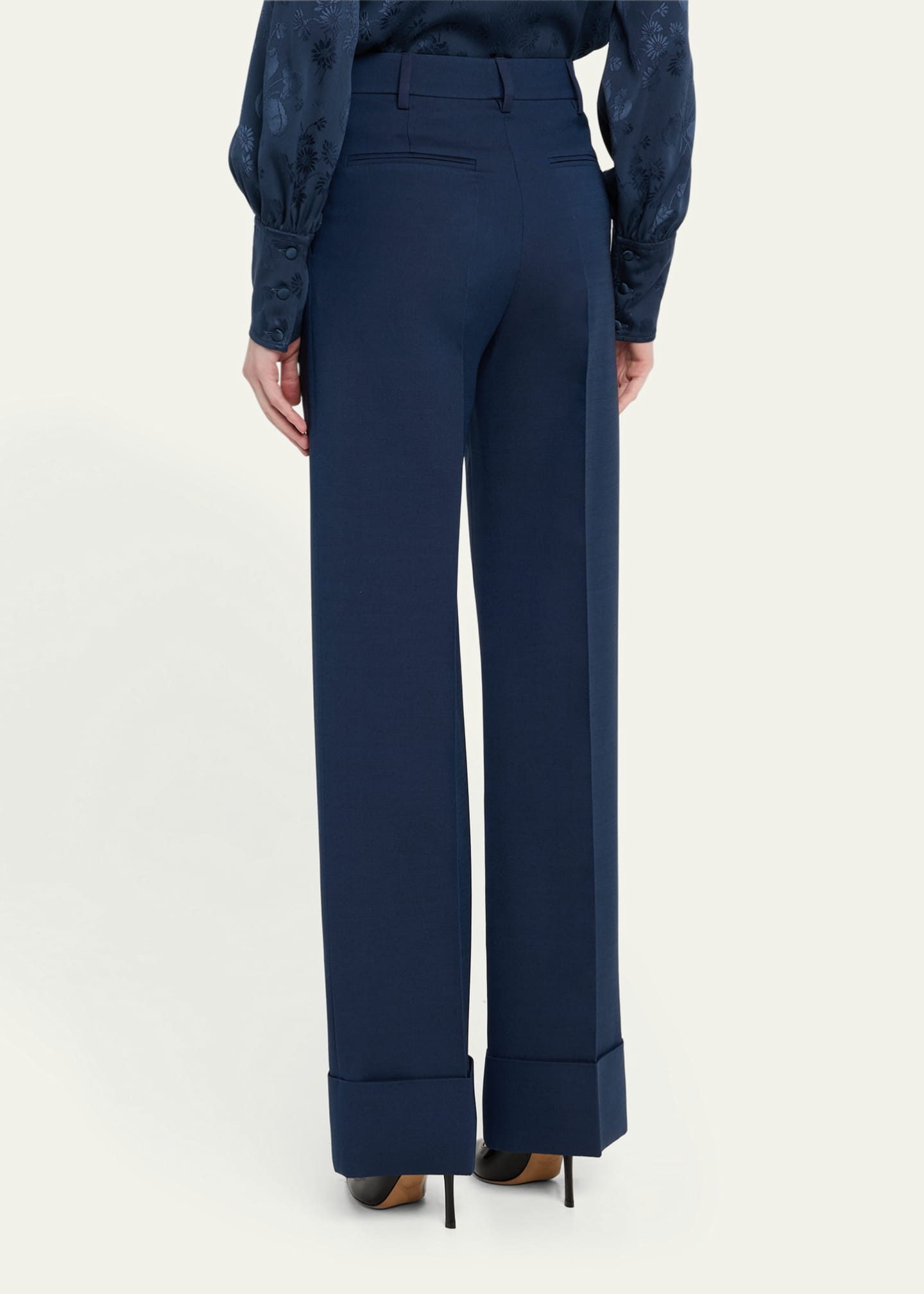 Valentino Garavani Cuffed Suiting Wool Trousers Image 3 of 5