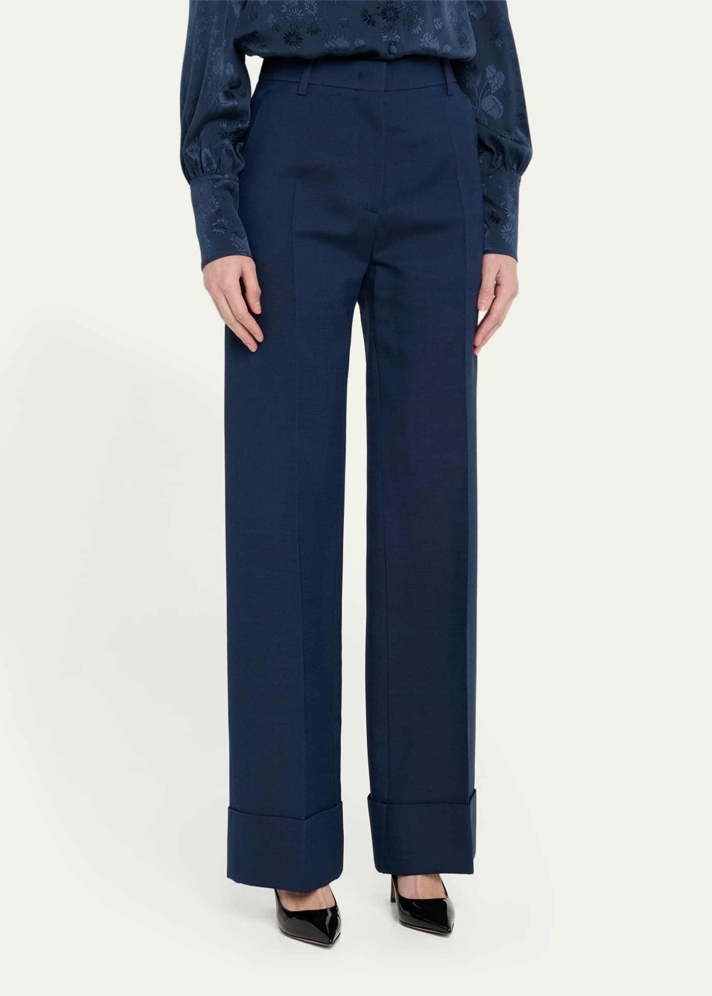 Valentino Garavani Cuffed Suiting Wool Trousers Image 4 of 5