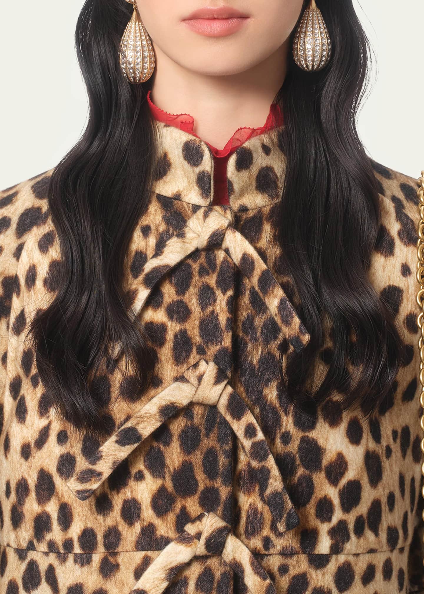 Valentino Garavani Leopard Print Bow Wool Coat Image 5 of 5