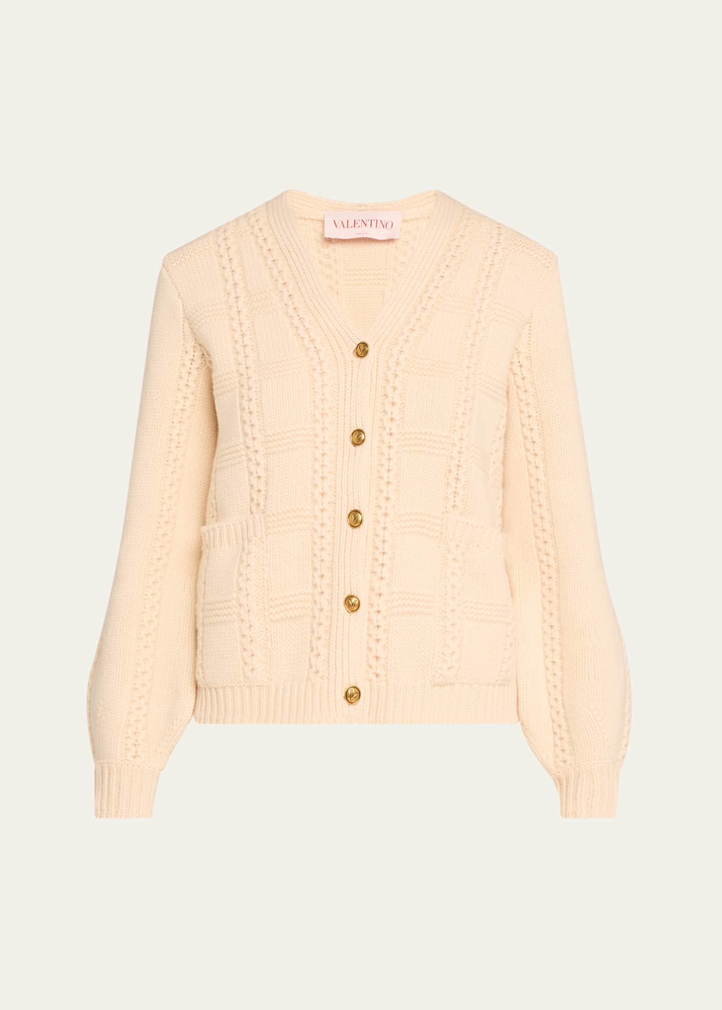 Valentino Garavani Cable Knit Button Down Cardigan Image 1 of 5