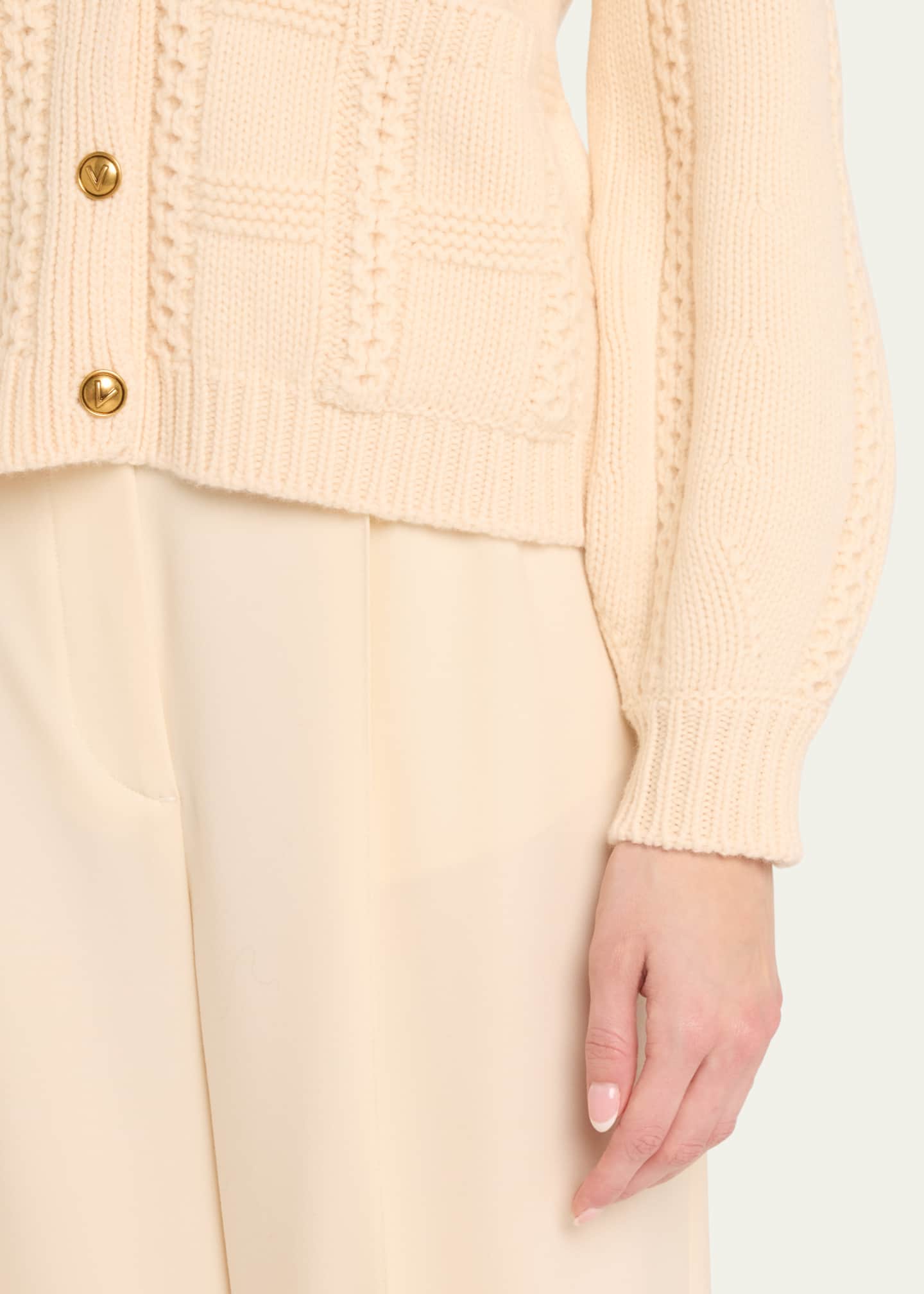 Valentino Garavani Cable Knit Button Down Cardigan Image 5 of 5
