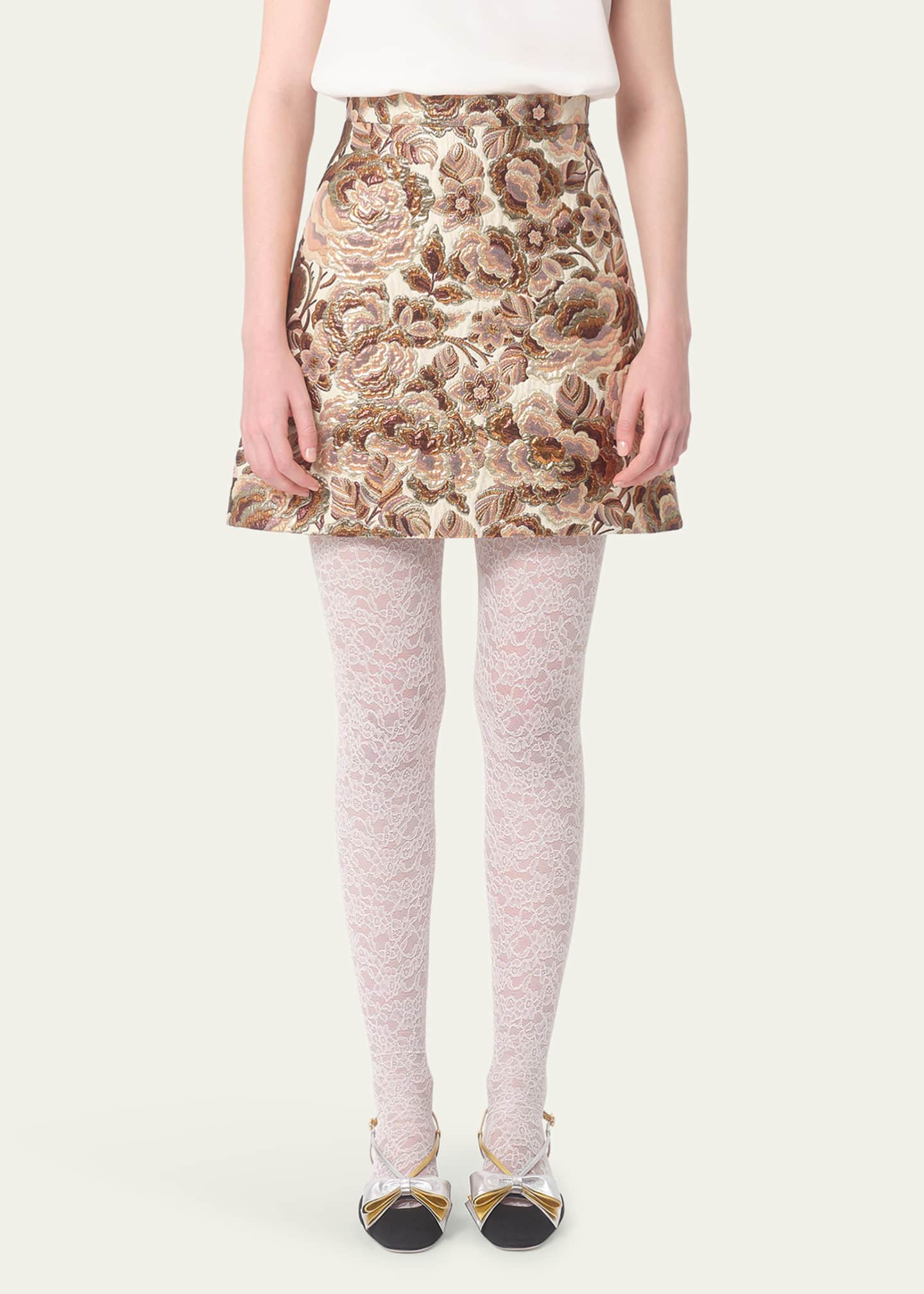 Valentino Garavani Brocade Floral Mini Wool Skirt Image 2 of 5