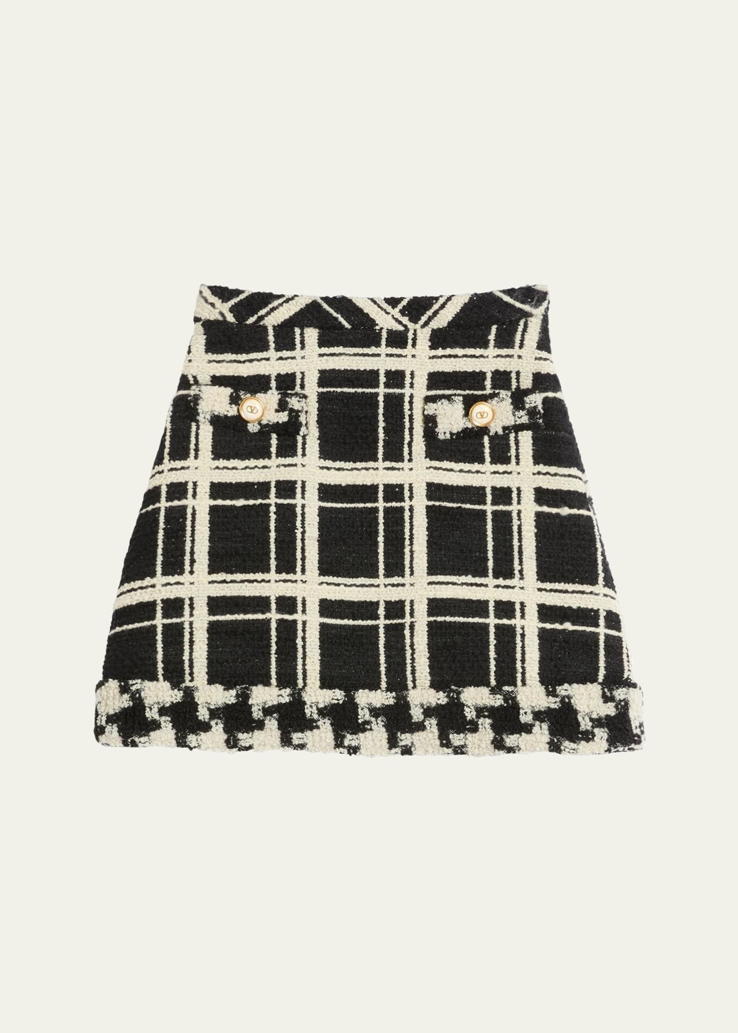 Valentino Garavani Tweed Check Mini Skirt Black 38 It