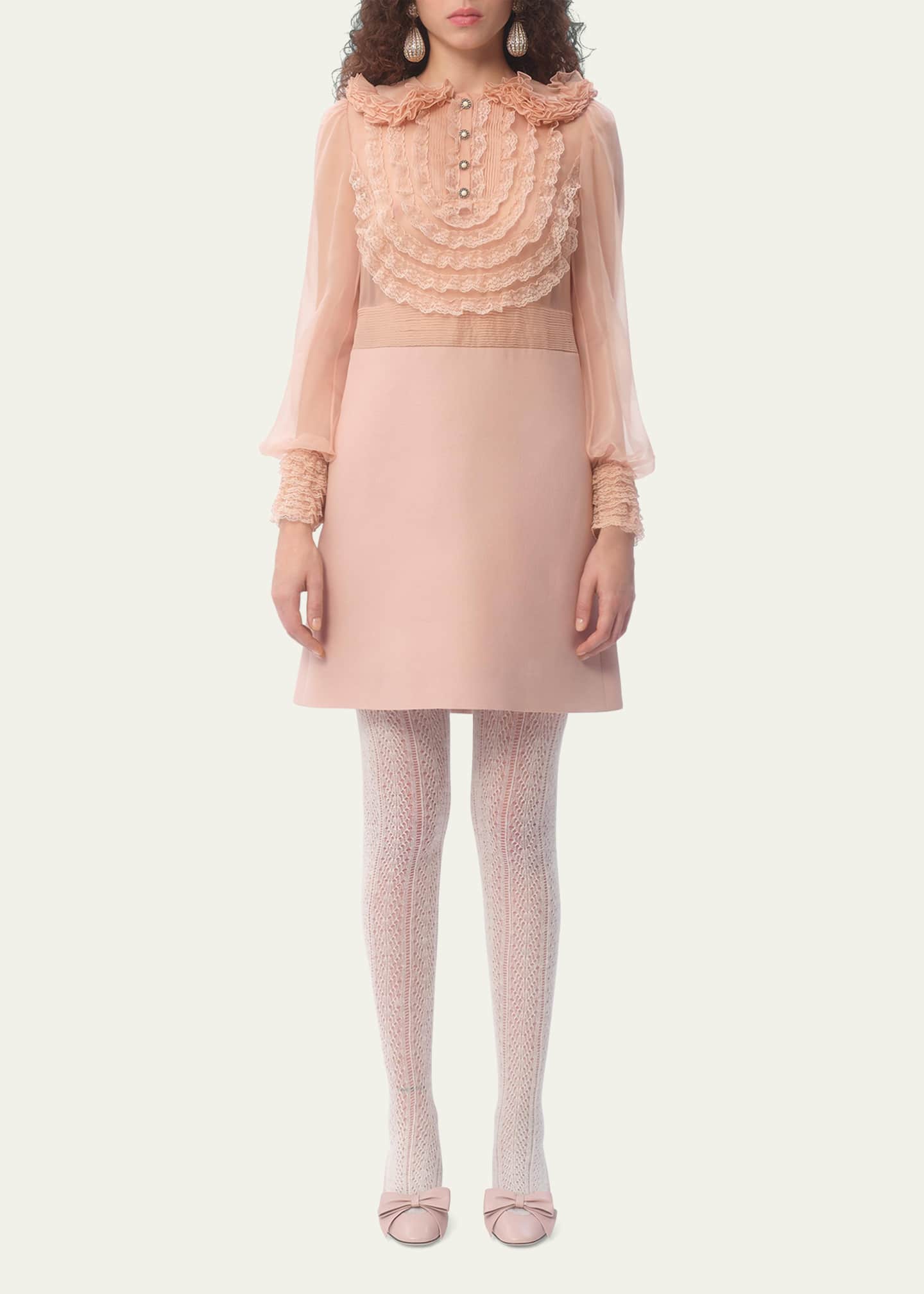 Valentino Garavani Peter Pan Collared Ruffle Bib Mini Dress Image 2 of 3
