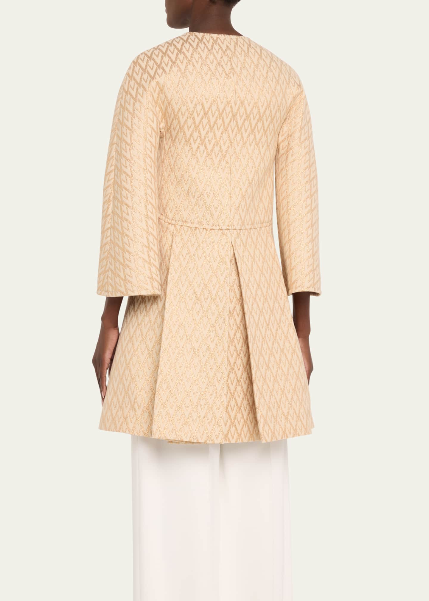 Valentino Garavani Logo Quilted Double-Breasted Swing Coat Image 3 of 5