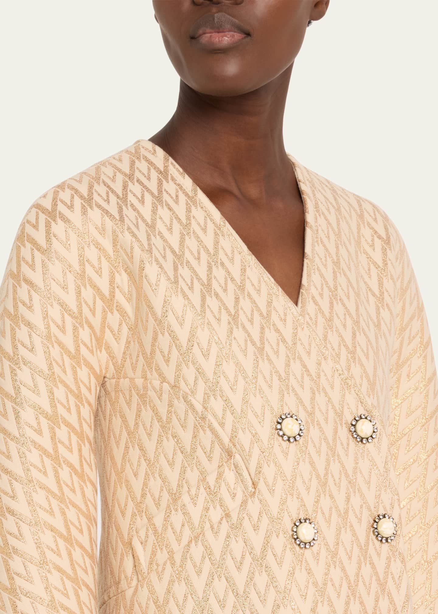 Valentino Garavani Logo Quilted Double-Breasted Swing Coat Image 5 of 5