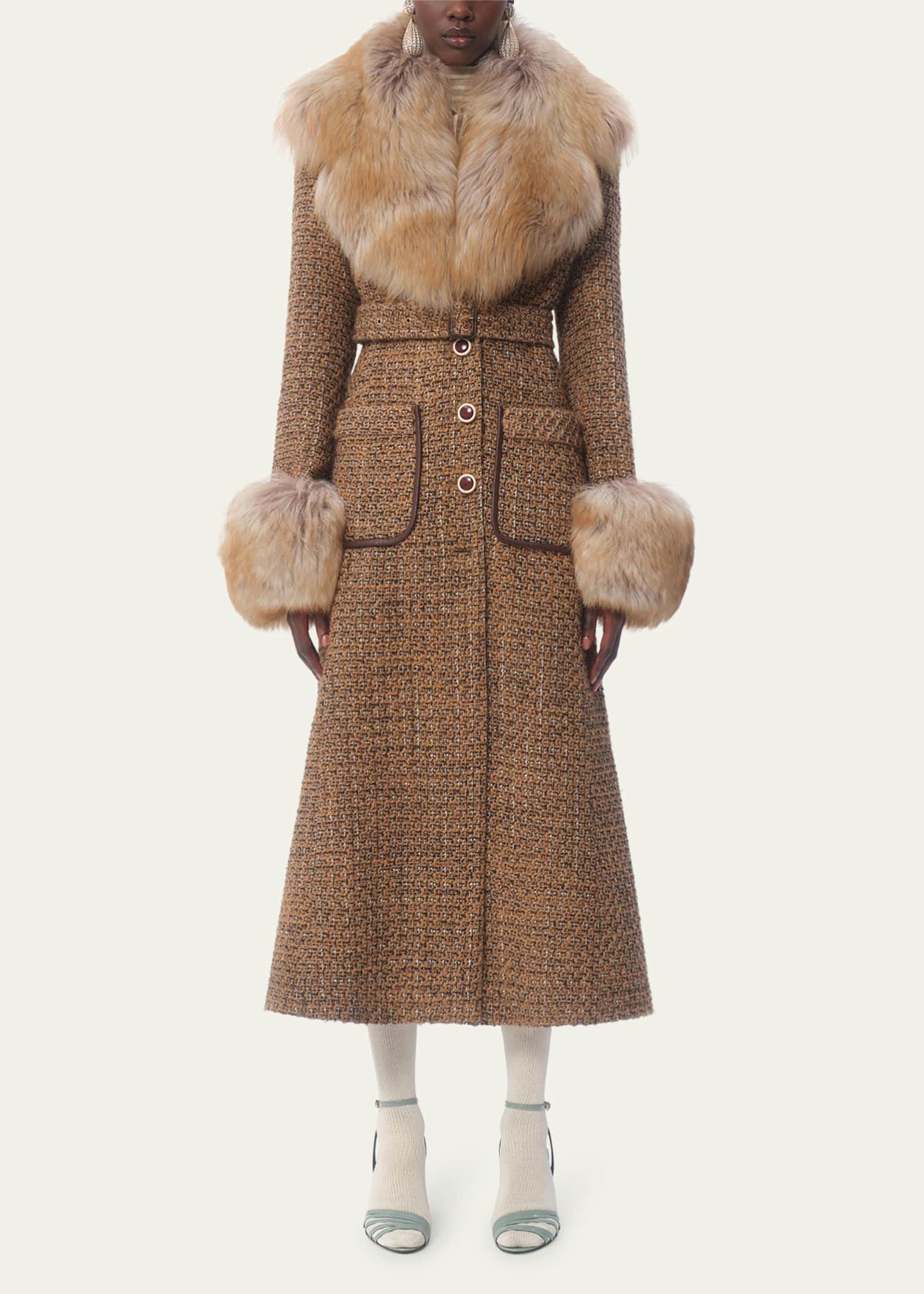 Lumignon tweed fur  jacket【ダークグレー】 Lumignon original ♥ tweed fur snow jacket【ブラック