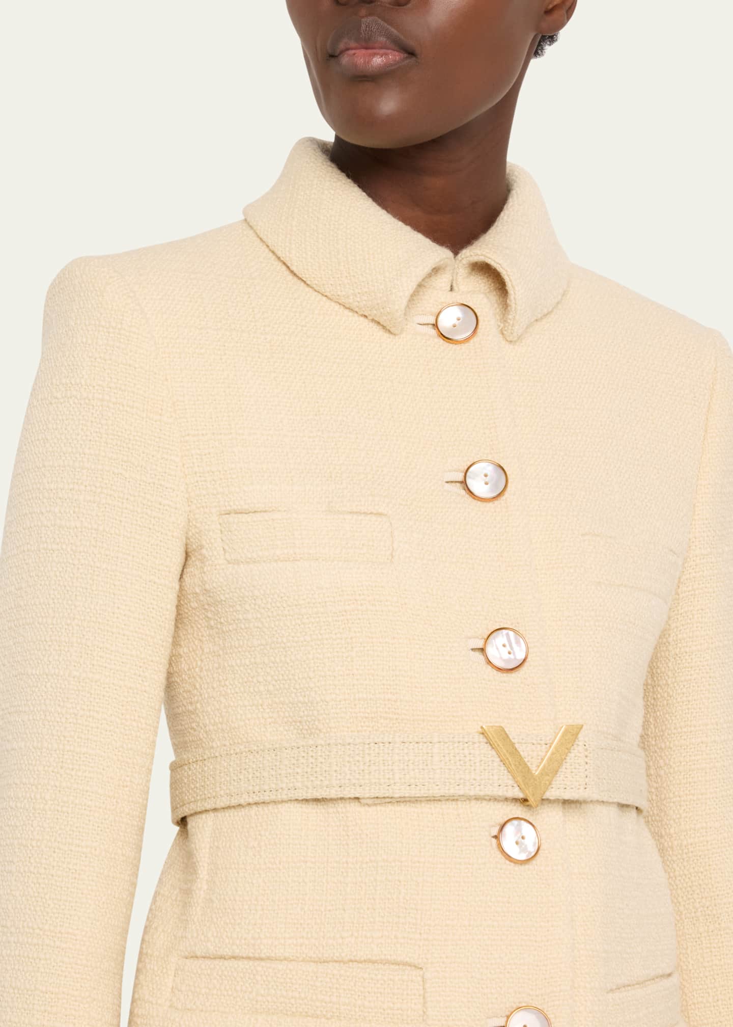 Valentino Garavani Belted Logo Cropped Wool Jacket Image 5 of 5