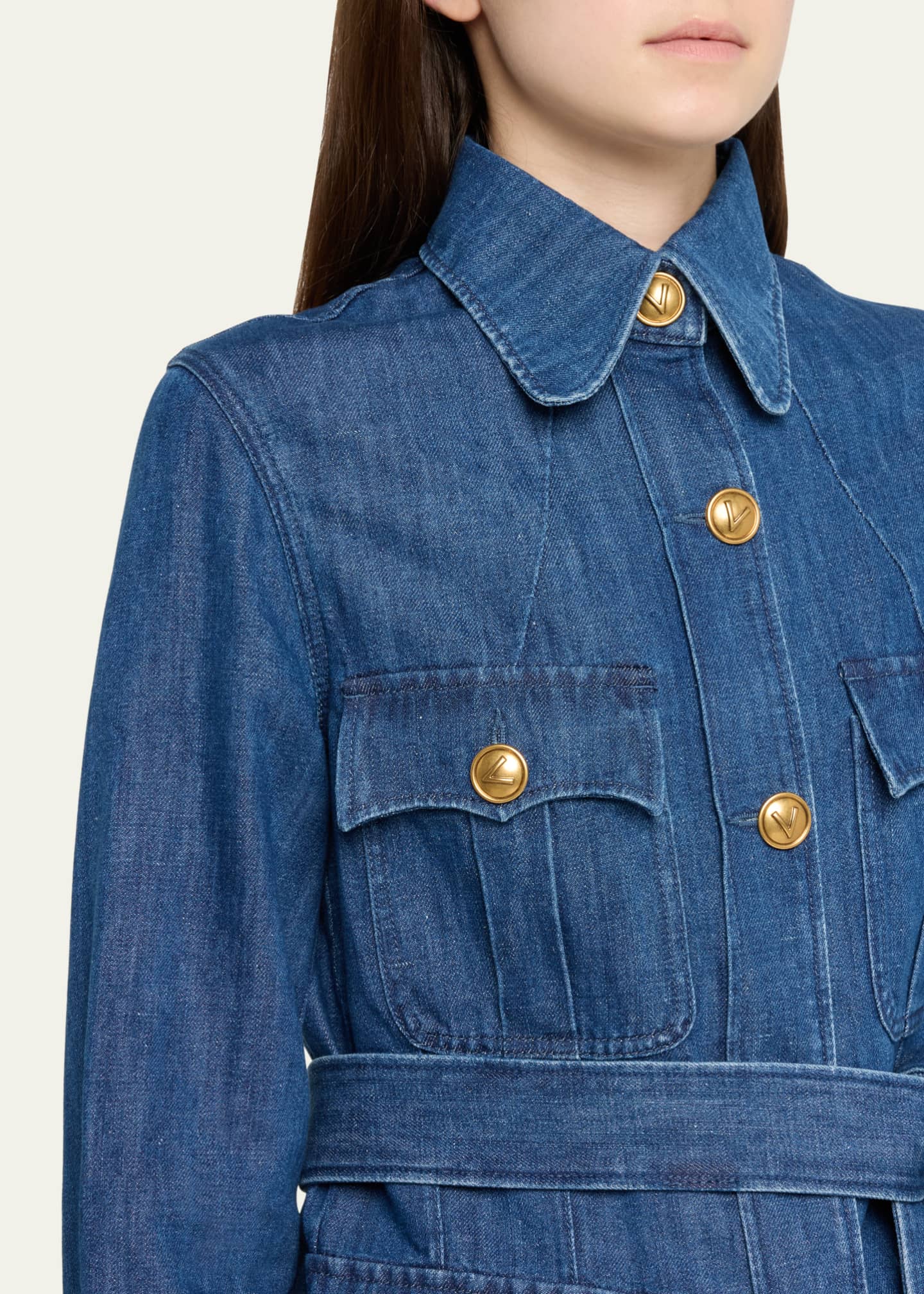 Valentino Garavani Belted Button Down Denim Shirt Image 5 of 5