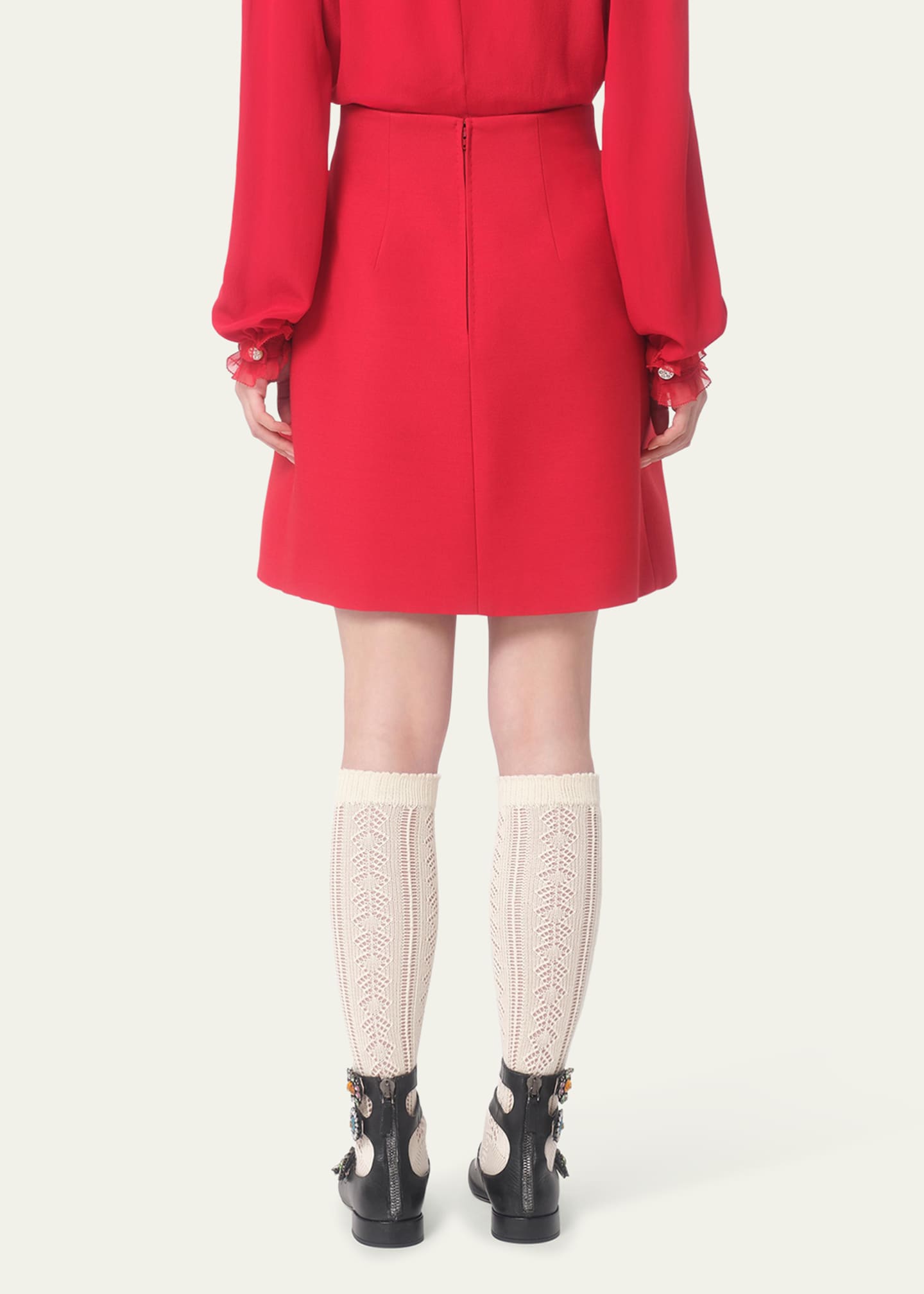 Valentino Garavani Flared Bow Wool Mini Skirt - Bergdorf Goodman