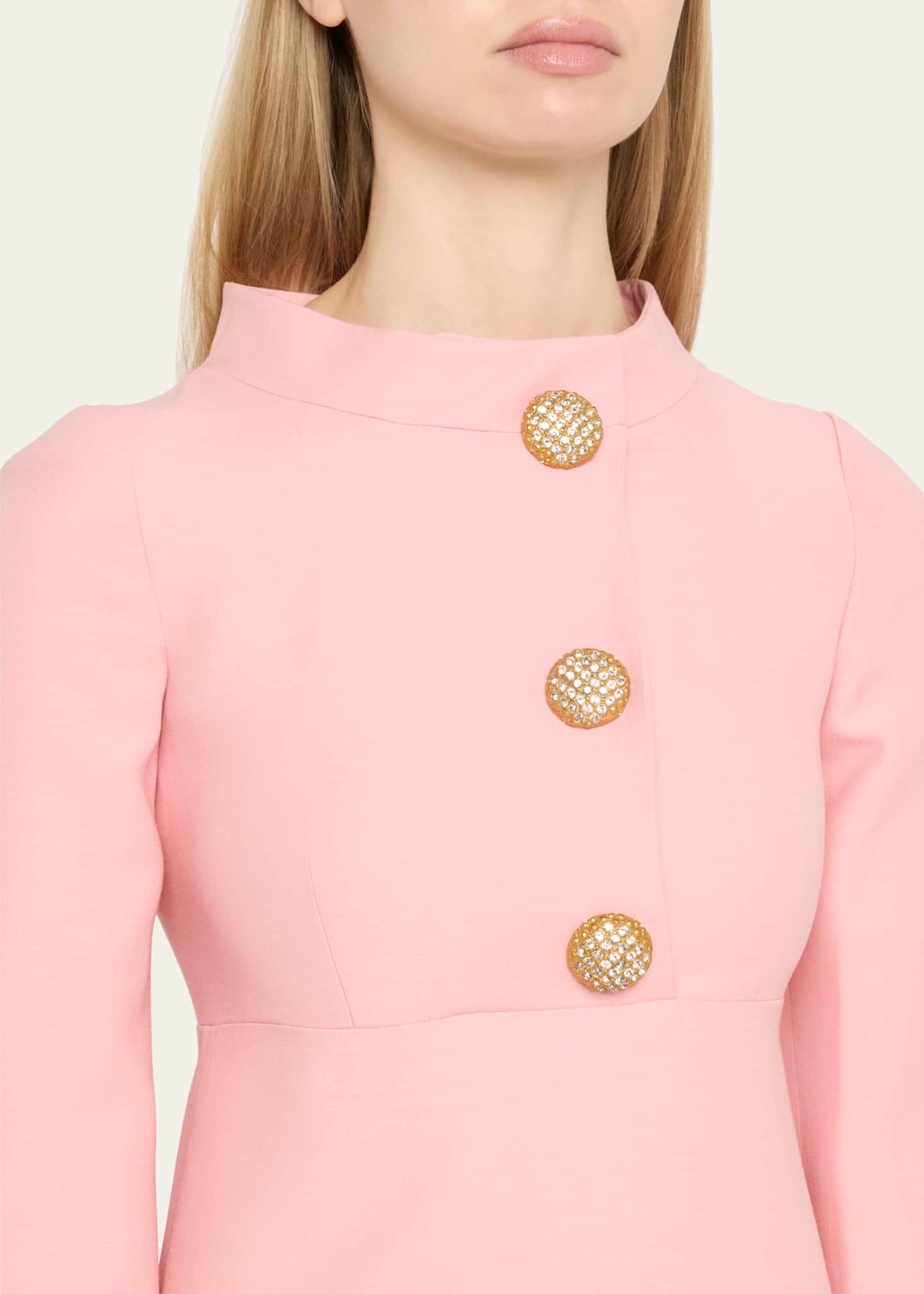 Valentino Garavani Funnel-Neck Crystal Button Mini Dress Image 5 of 5