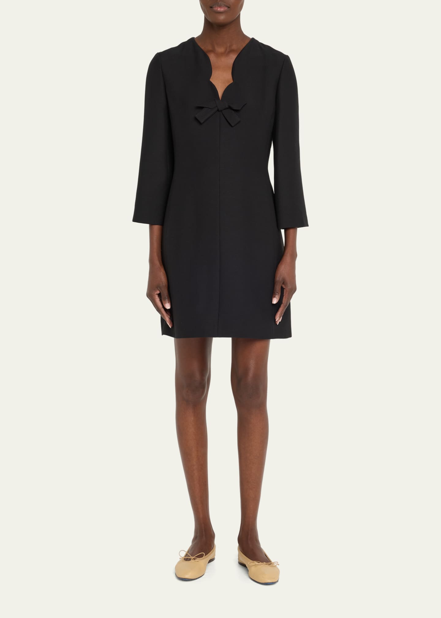 Valentino Garavani Scalloped-Neck Bow Mini Dress Image 2 of 5