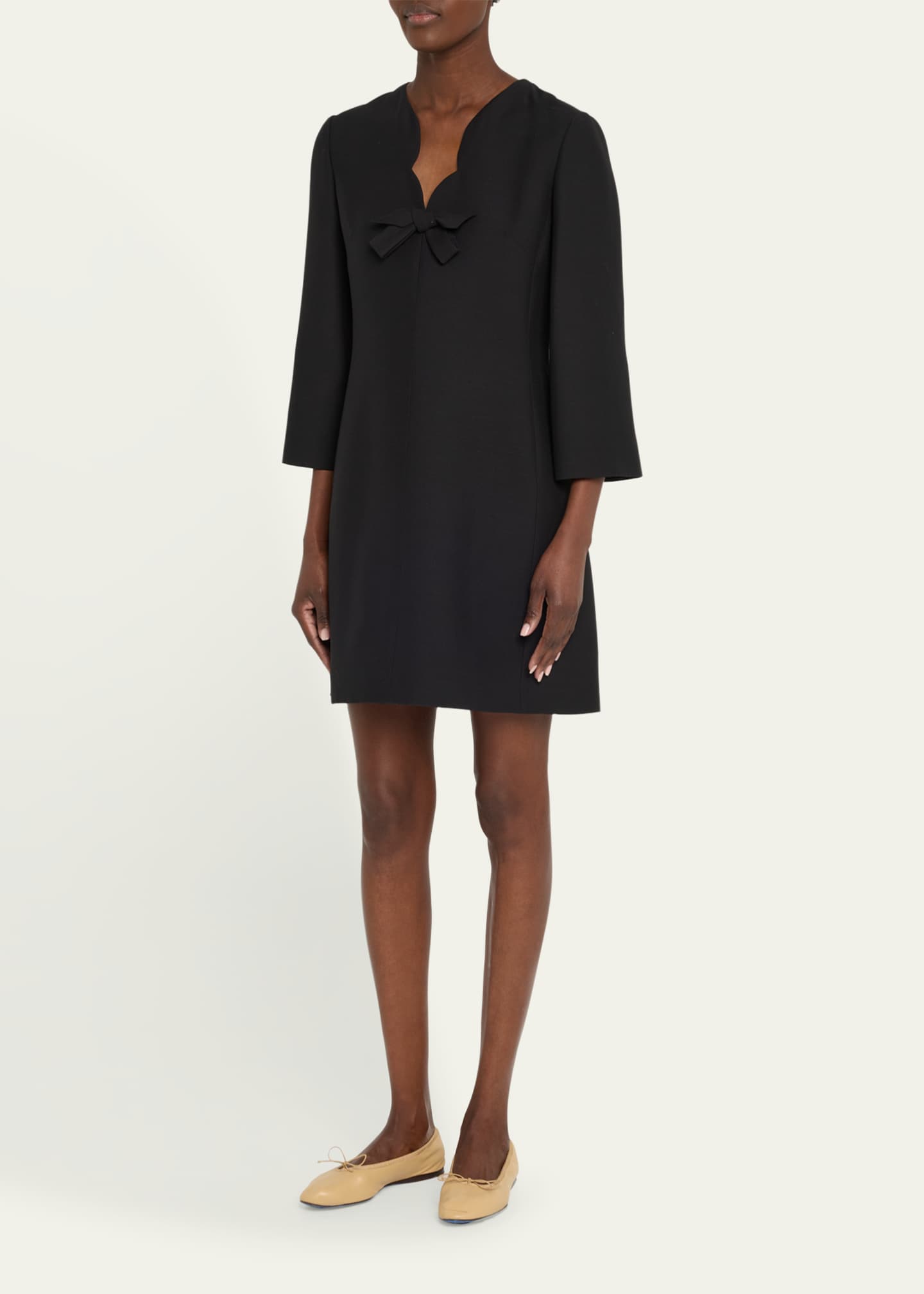 Valentino Garavani Scalloped-Neck Bow Mini Dress Image 4 of 5