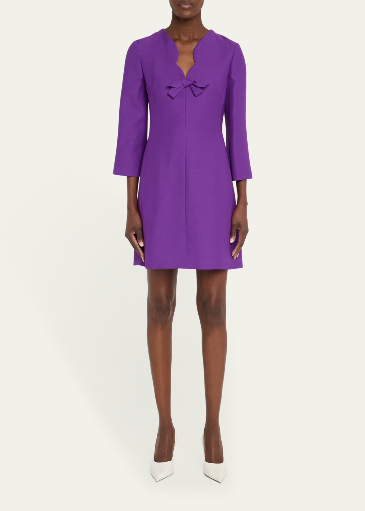 Valentino Garavani Scalloped-Neck Bow Mini Dress Image 2 of 5