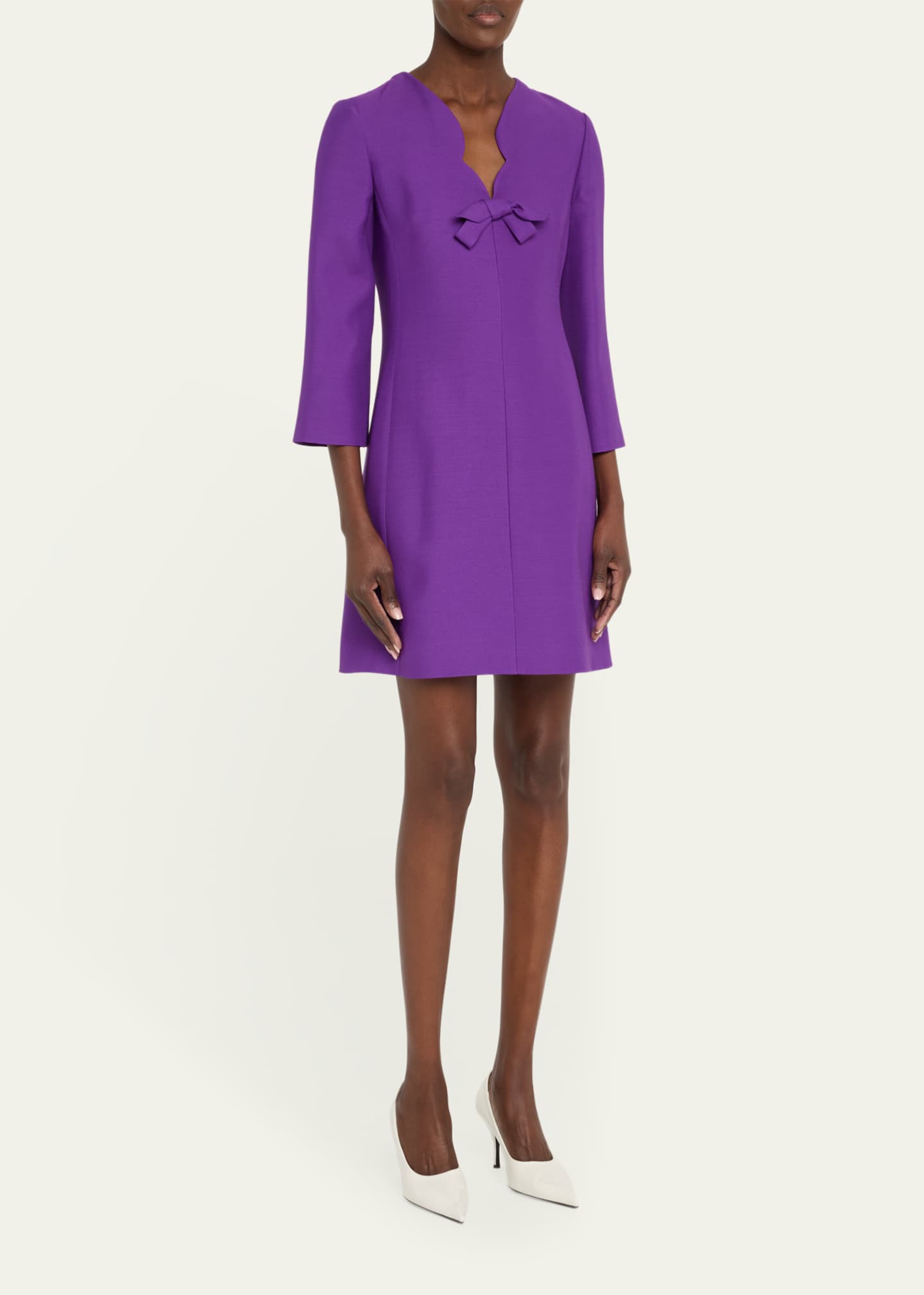 Valentino Garavani Scalloped-Neck Bow Mini Dress Image 4 of 5