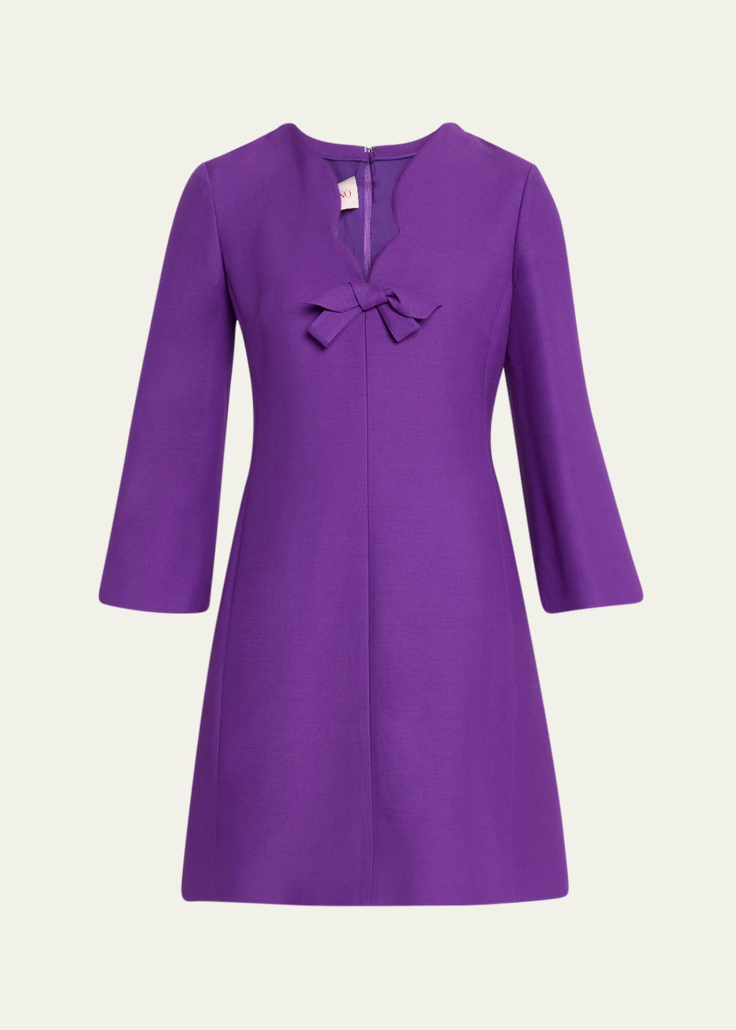 Valentino Garavani Scalloped-Neck Bow Mini Dress Image 1 of 5