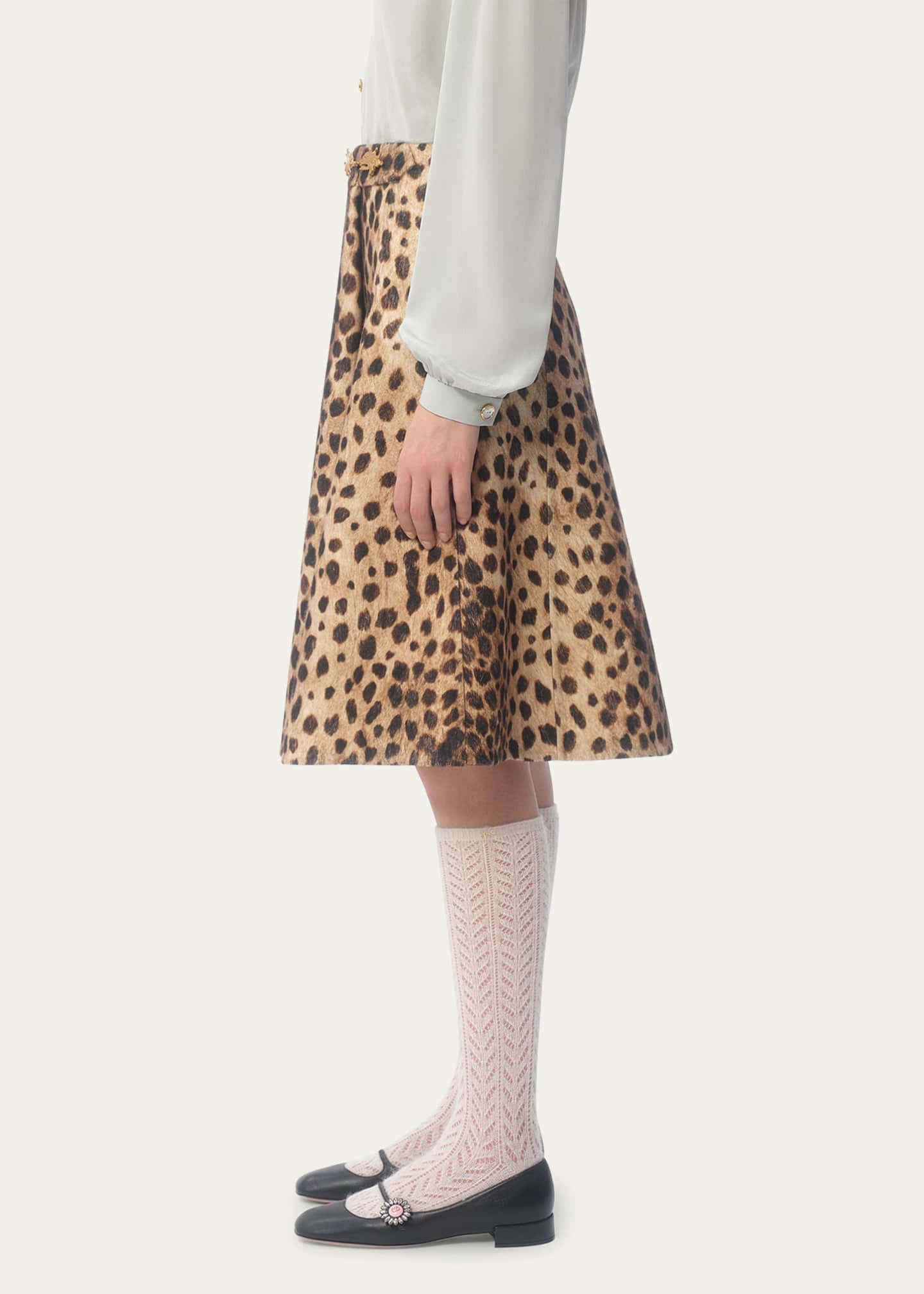 スカート VALENTINO PRINTED WOOL SKIRT Valentino Garavani Leopard A-Line Wool Skirt - Bergdorf Goodman