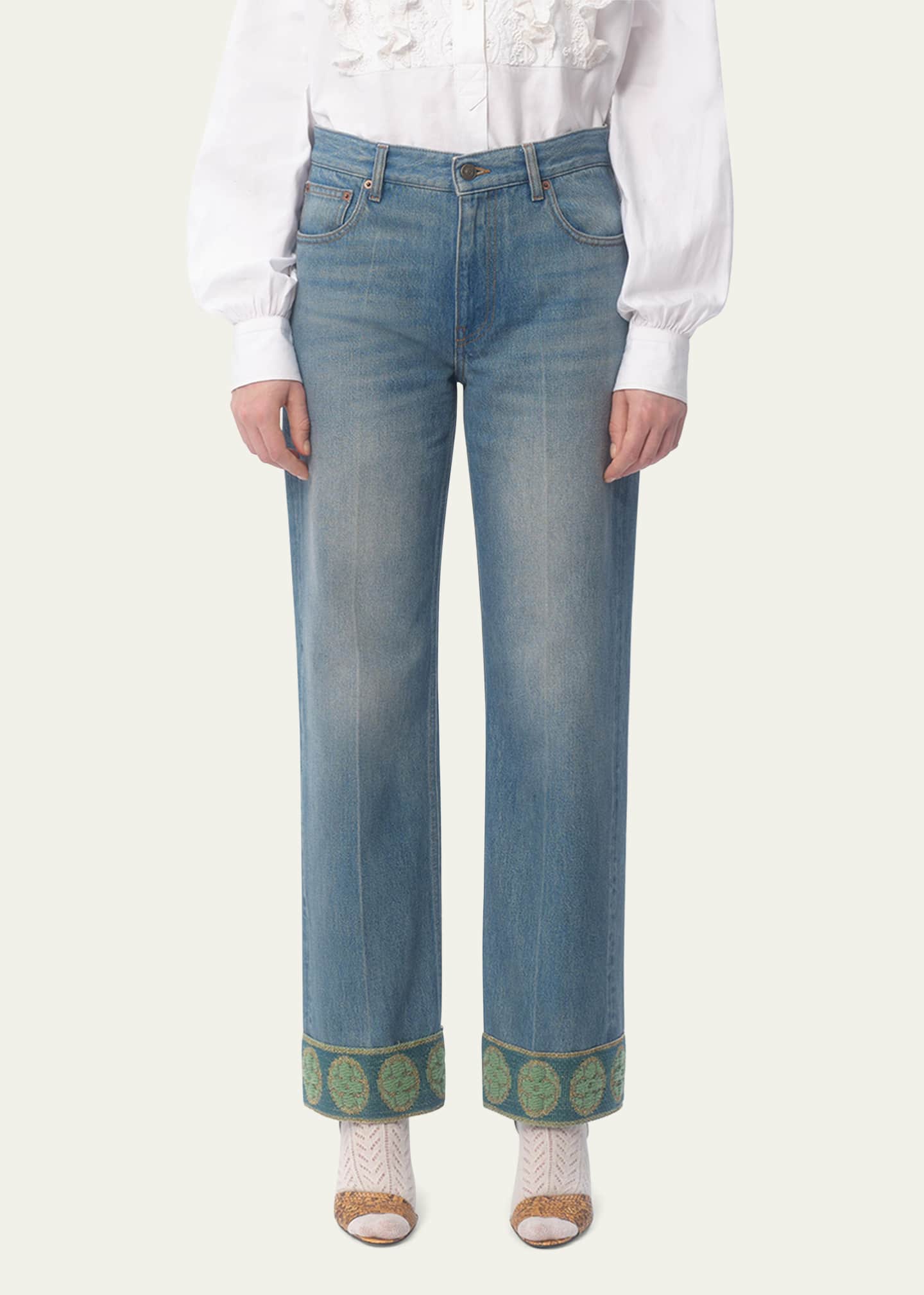 Valentino Garavani Embroidered Cuff Denim Pants Image 2 of 5