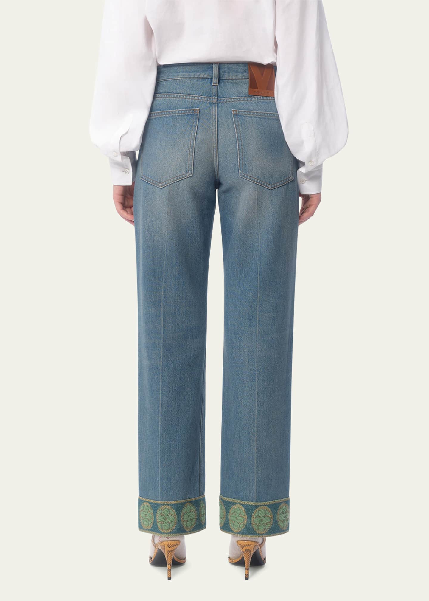 Valentino Garavani Embroidered Cuff Denim Pants Image 3 of 5