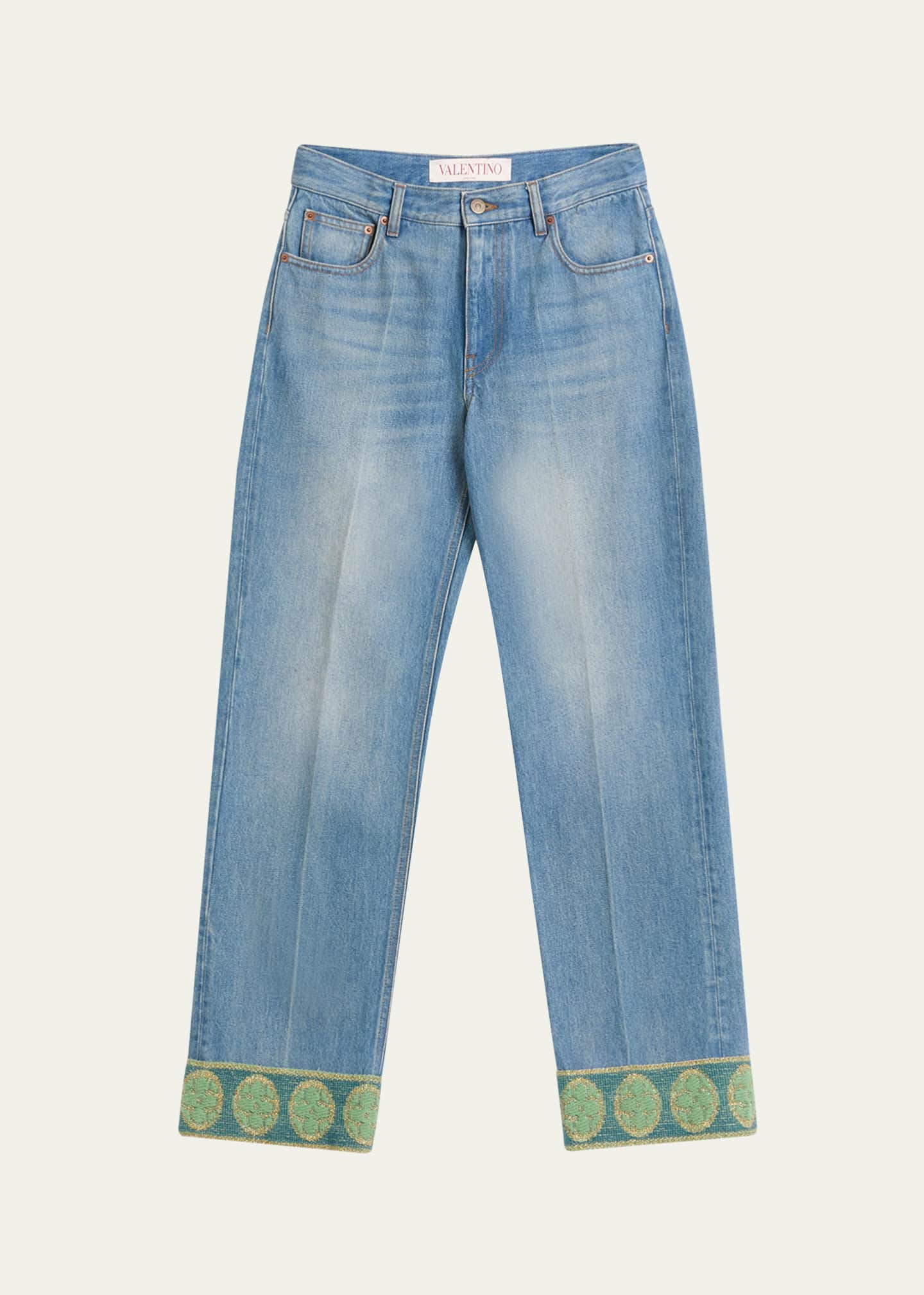 Valentino Garavani Embroidered Cuff Denim Pants Image 1 of 5