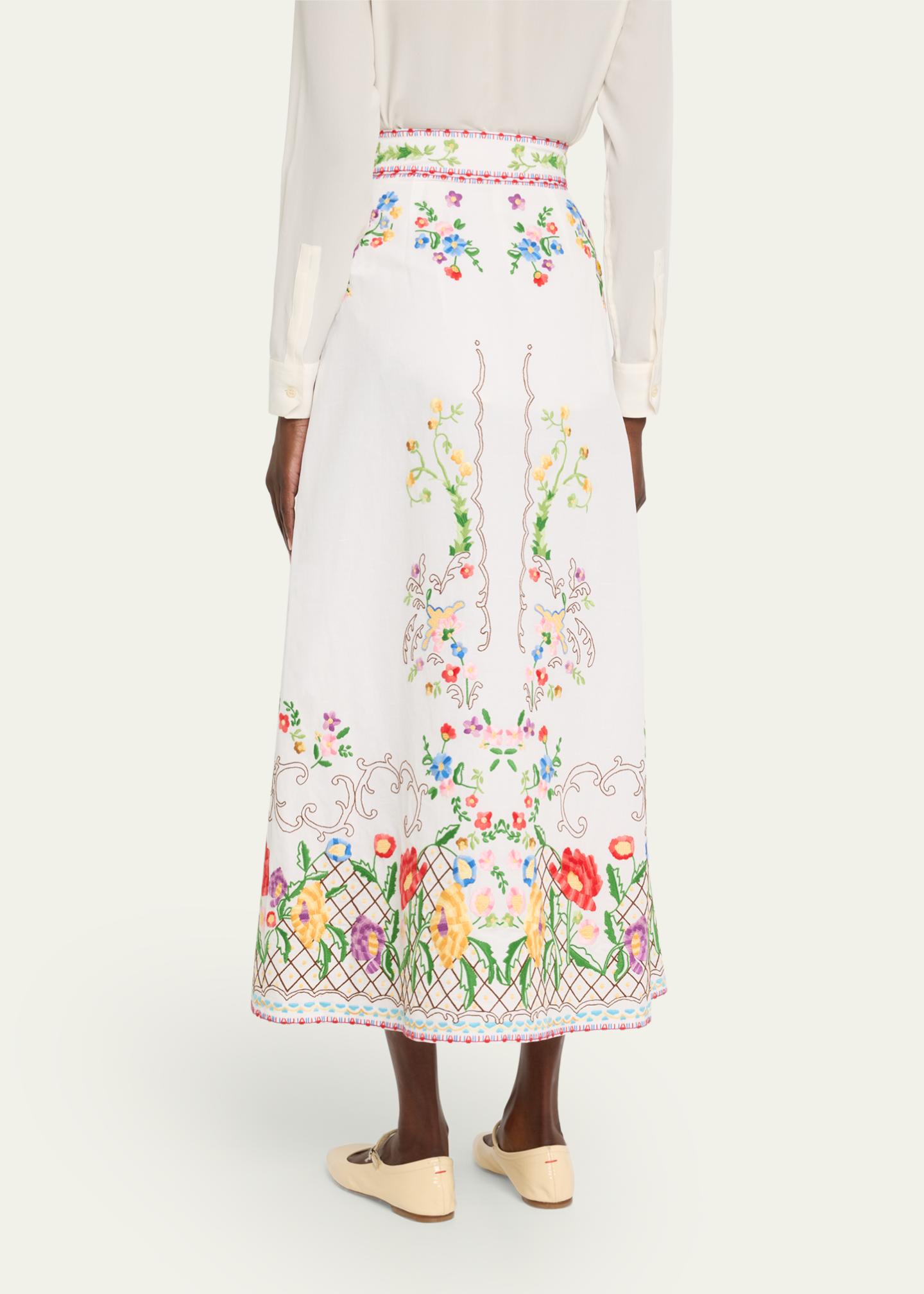 Valentino Garavani Floral Embroidered Midi Skirt - Bergdorf Goodman