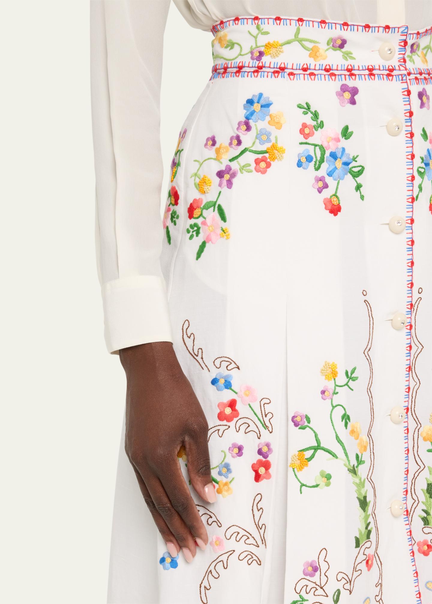 Valentino Garavani Floral Embroidered Midi Skirt - Bergdorf Goodman
