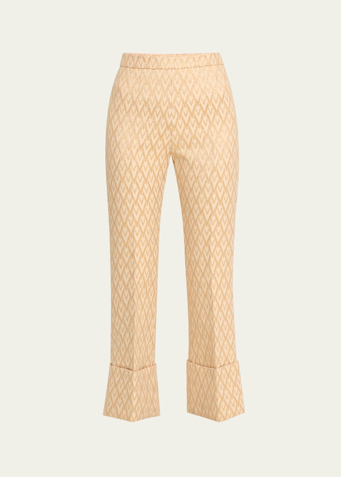 Metallic Printed Cuffed Hem Wool Trousers