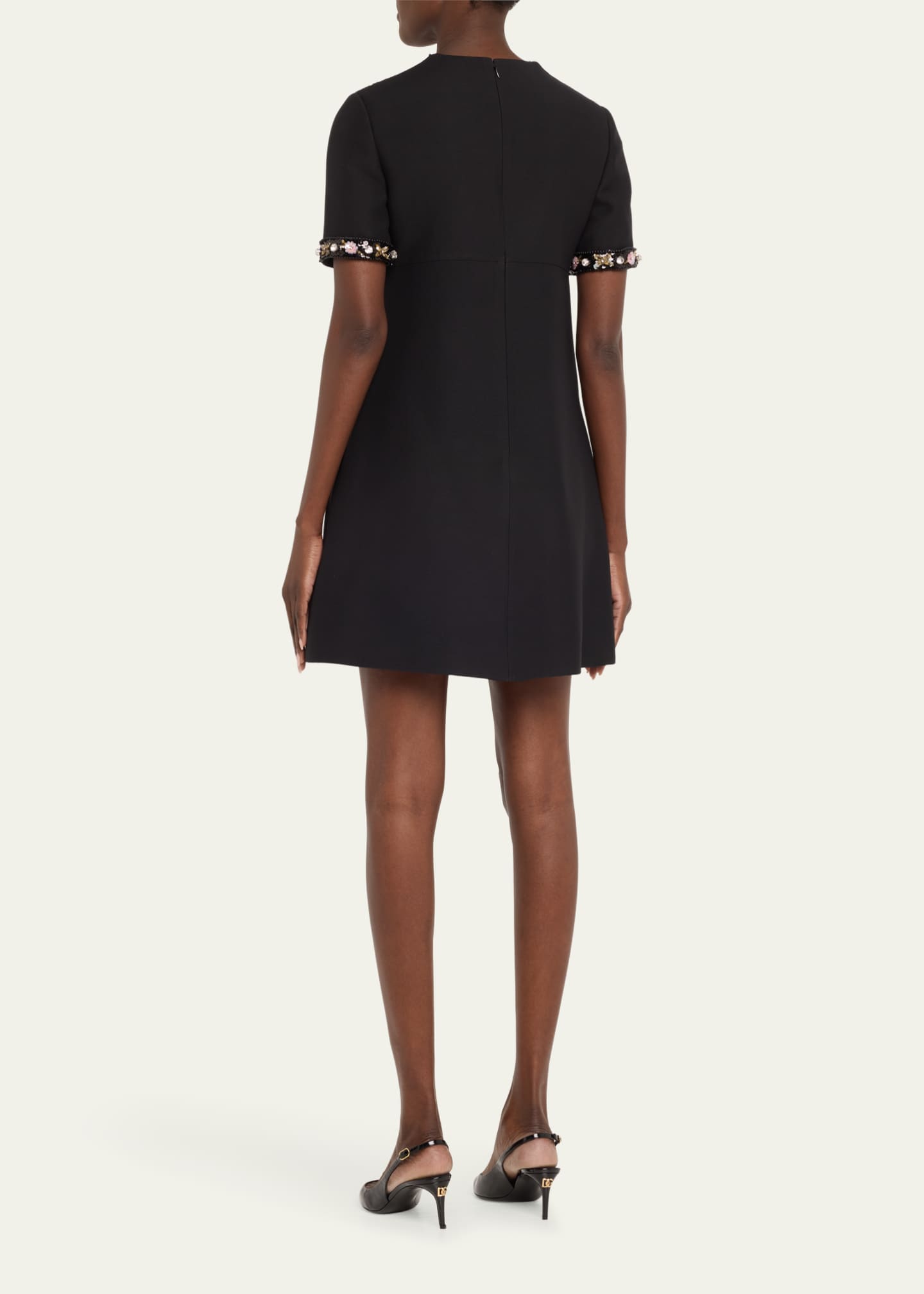 Valentino Garavani Floral Sequined Bow-Neck Mini Dress Image 3 of 5